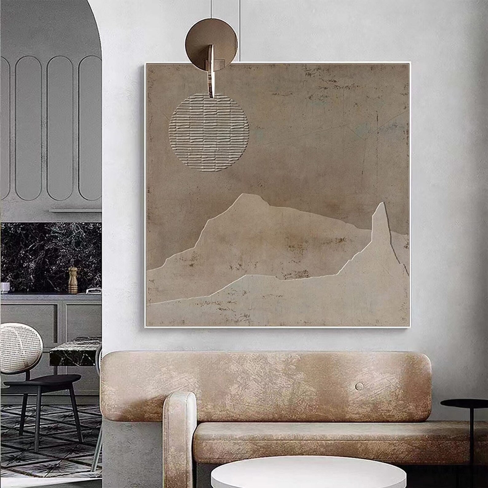Minimalist Beige Mountain Art | Understated Elegance