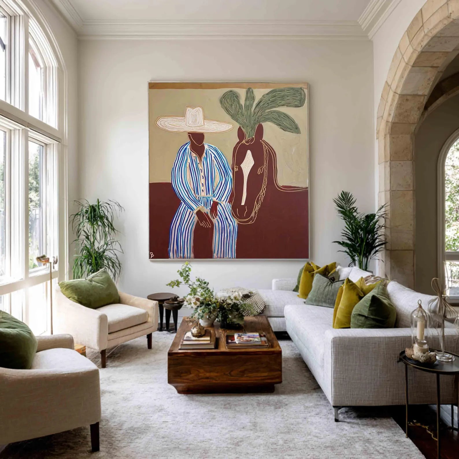 Vibrant Equestrian Duo | Striped Steed