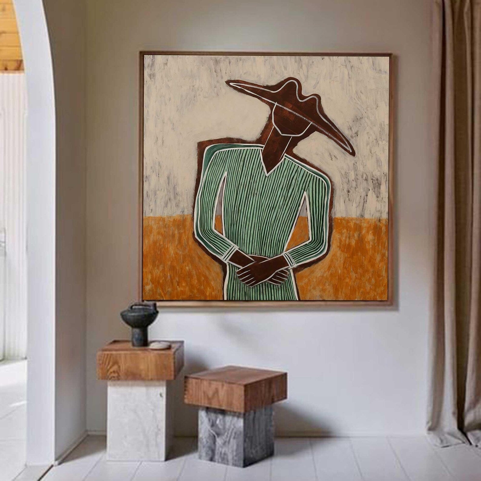 Textured Folk Opulence | Striped Hat