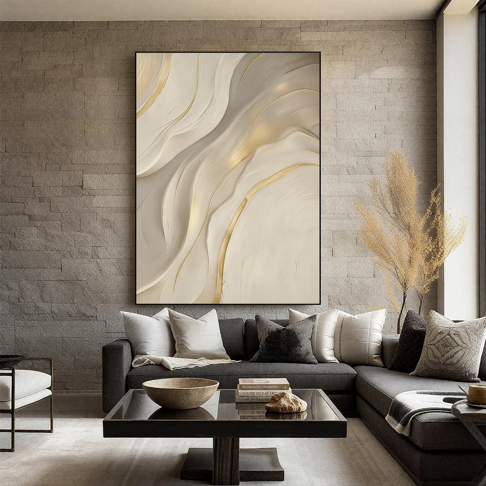 Textured Flowing Elegance | Gold Accents