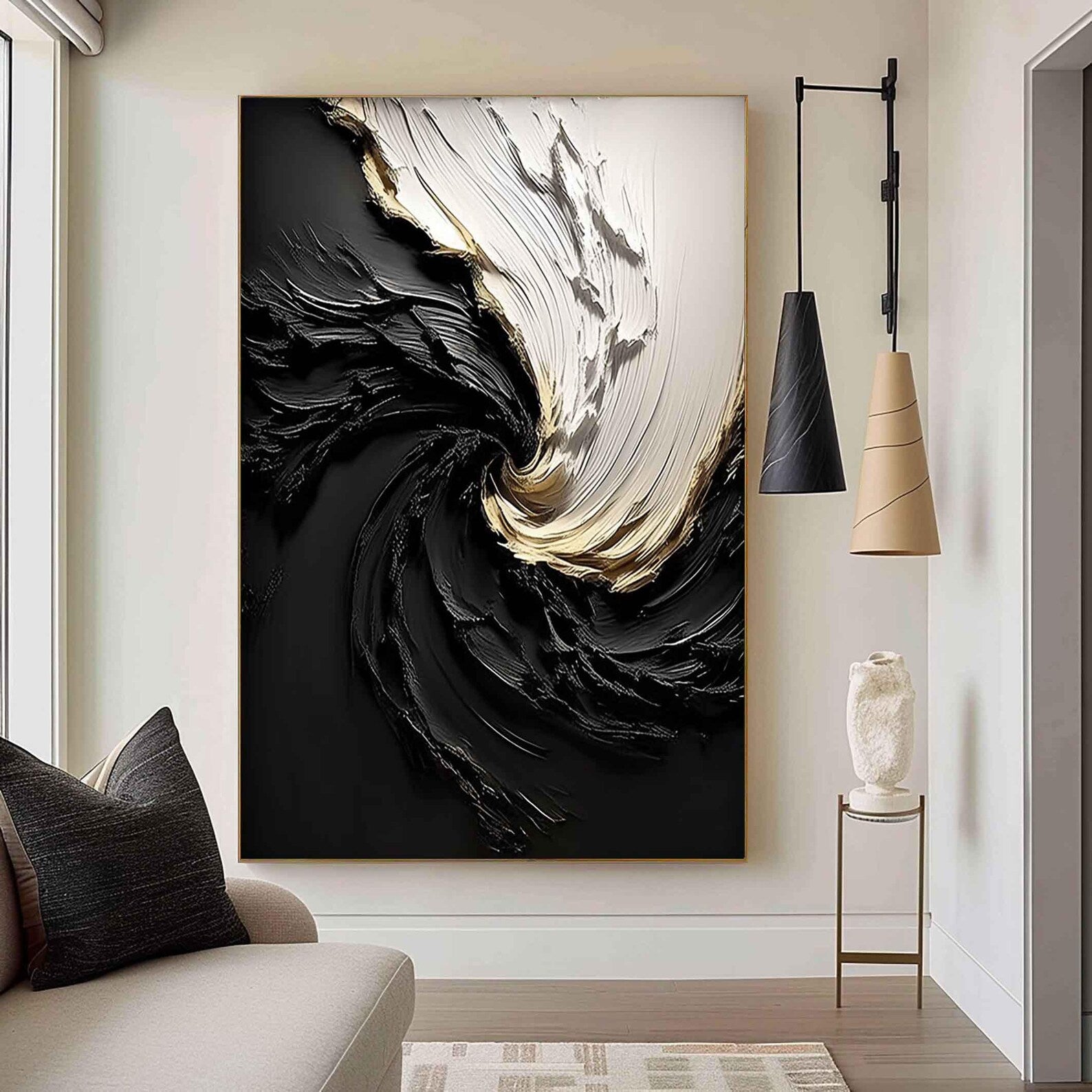 Textured Swirl Luxury | Black Gold