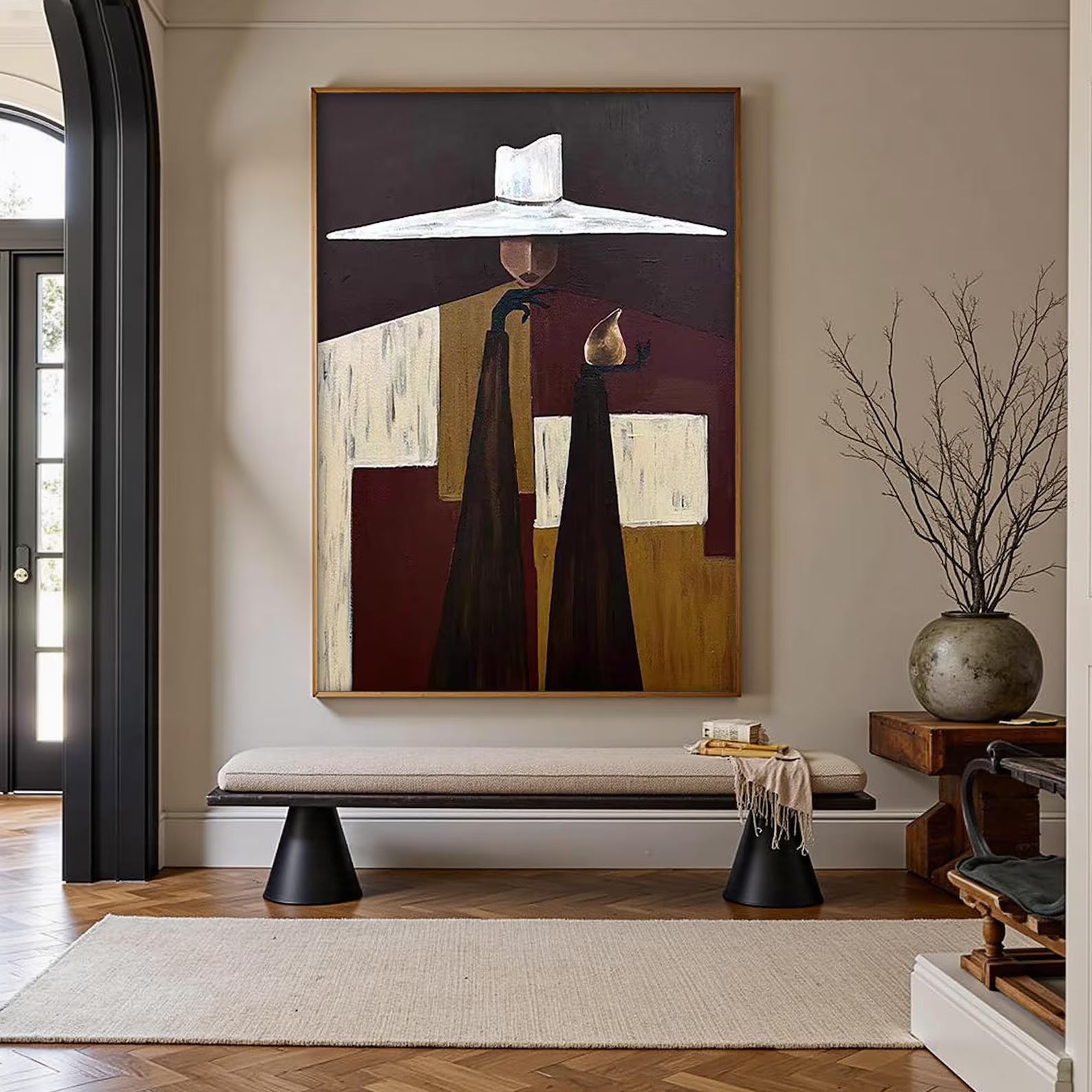 Textured Figural Sophistication | Burgundy White
