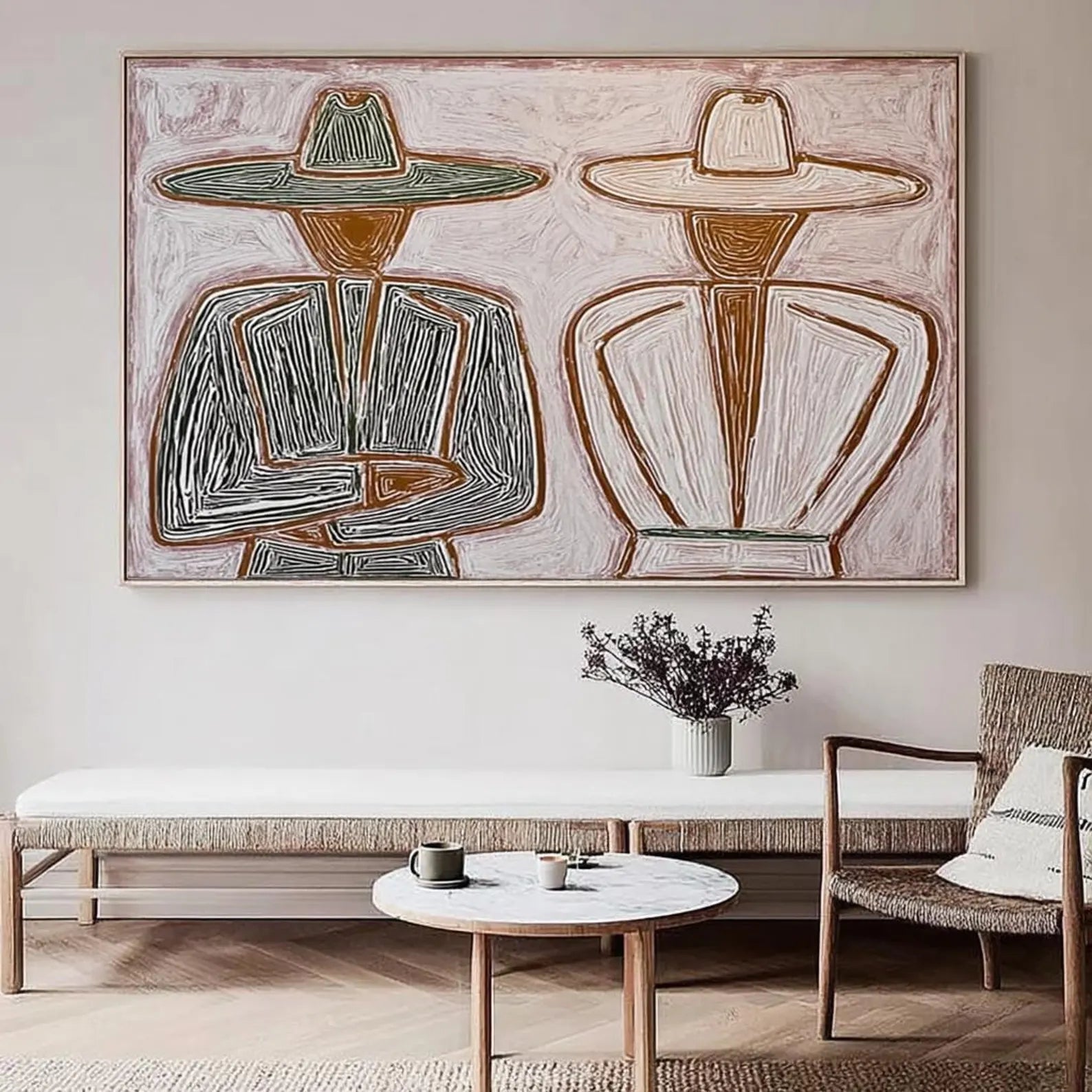 Textured Hat-Clad Silhouettes | Blush Hues