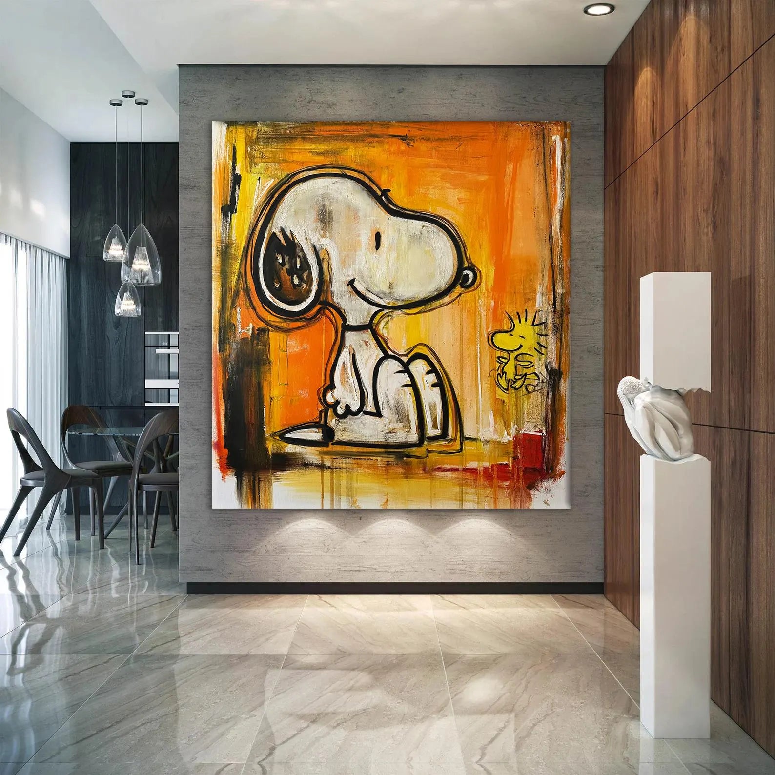 Textured Snoopy Duo | Orange Backdrop