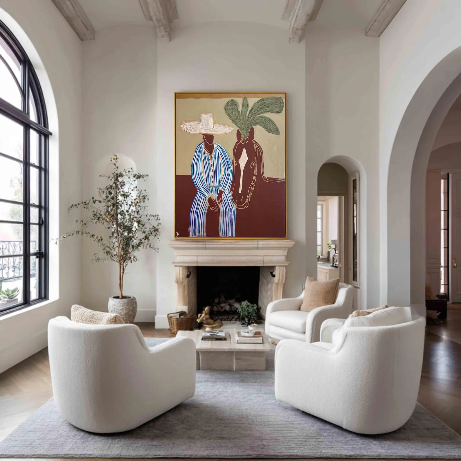 Vibrant Equestrian Duo | Striped Steed