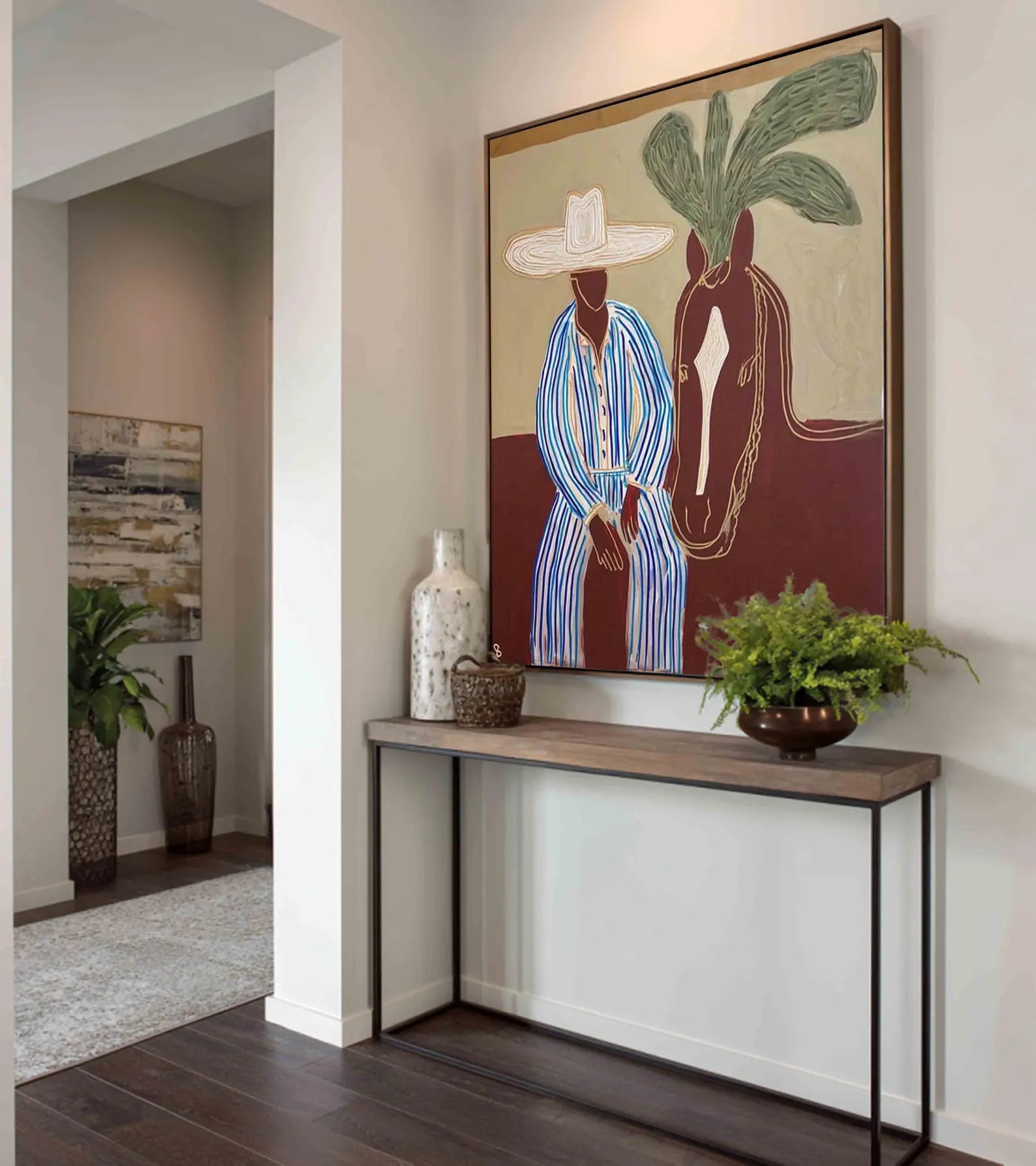 Vibrant Equestrian Duo | Striped Steed