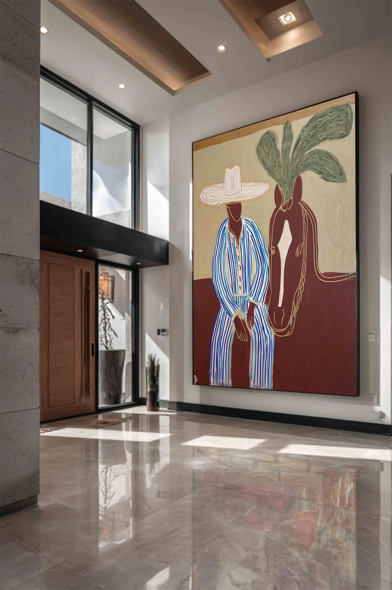 Vibrant Equestrian Duo | Striped Steed