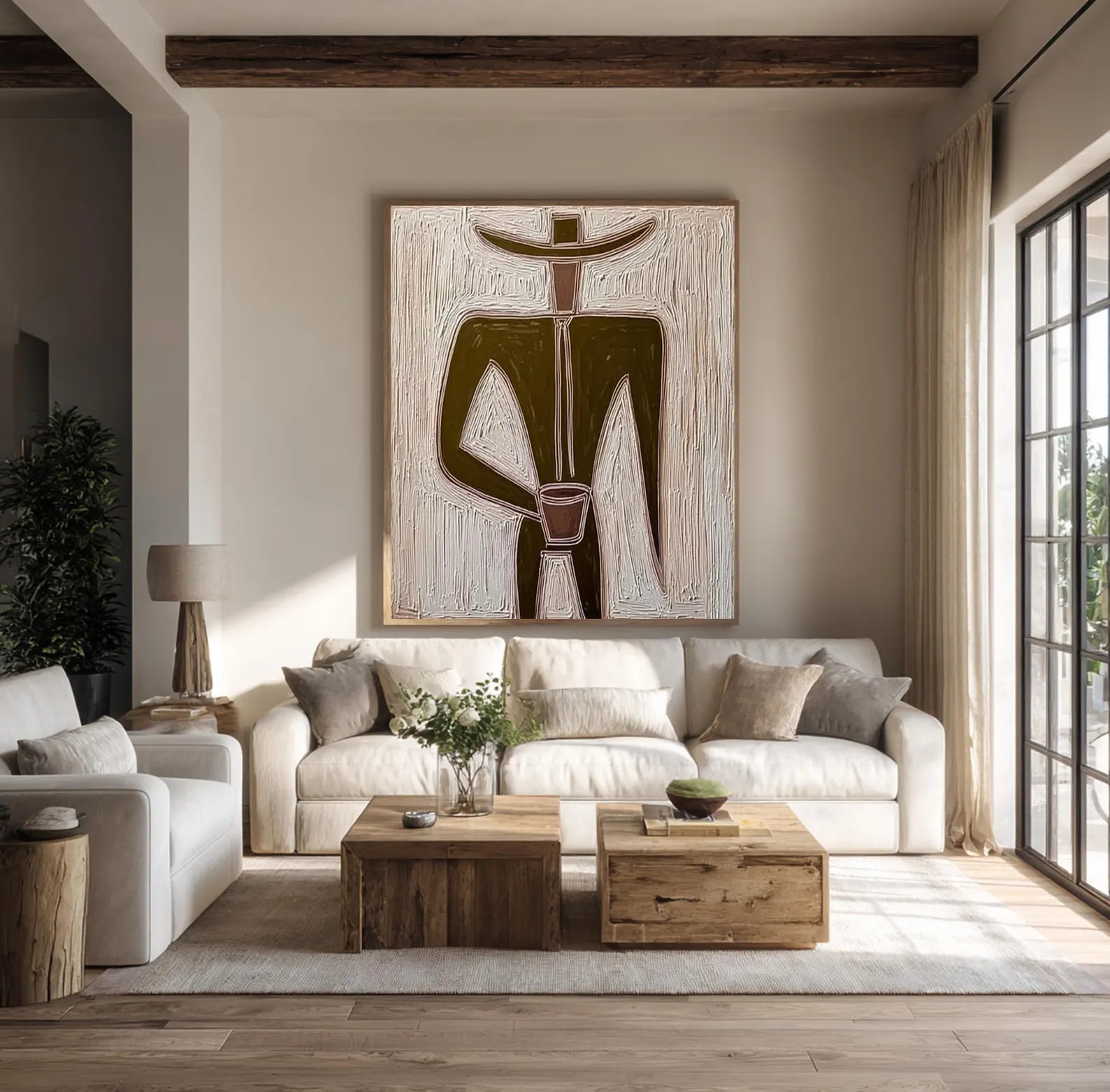 Textured Figure Minimalism | Brown Accent