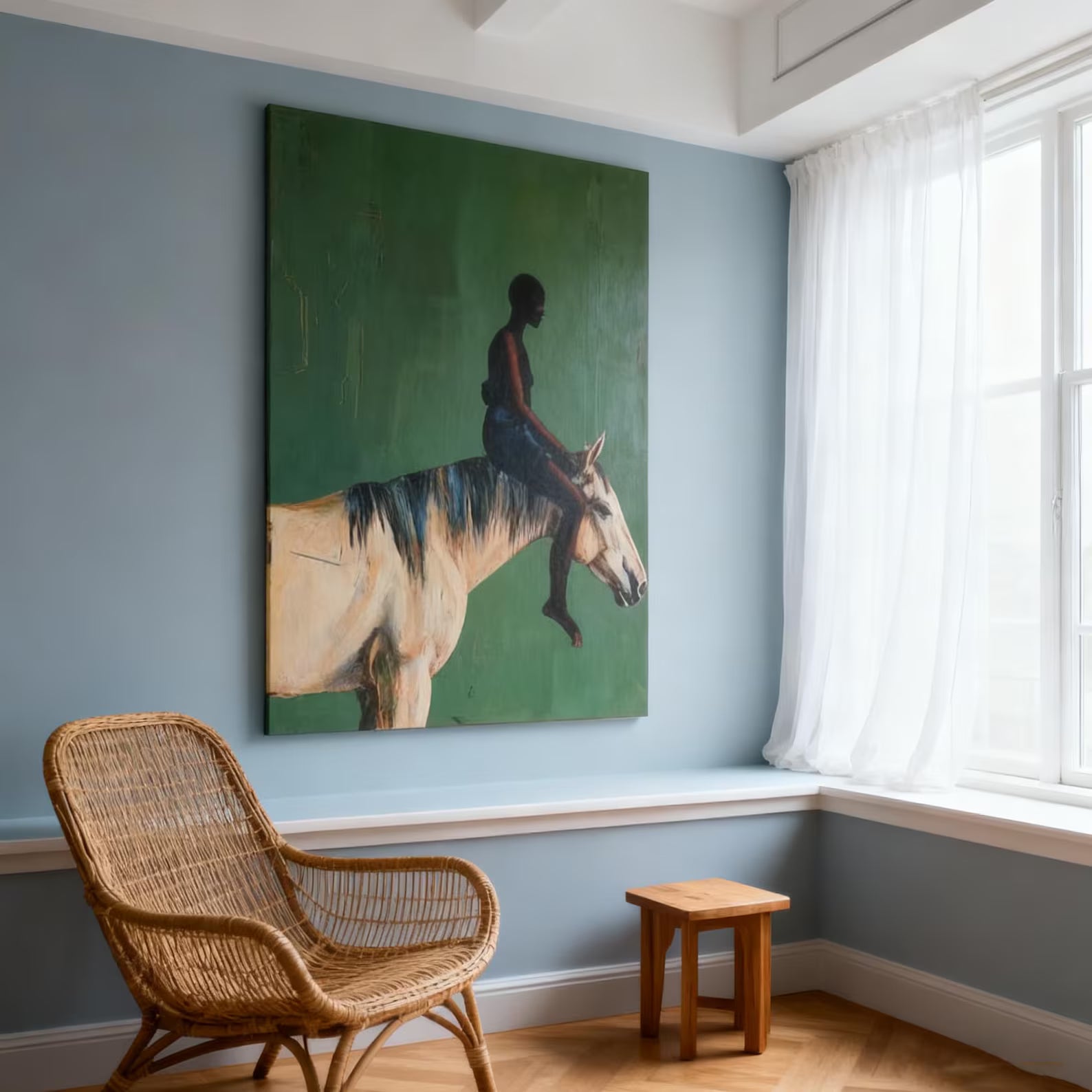 Textured Equine Narrative | Green Beige