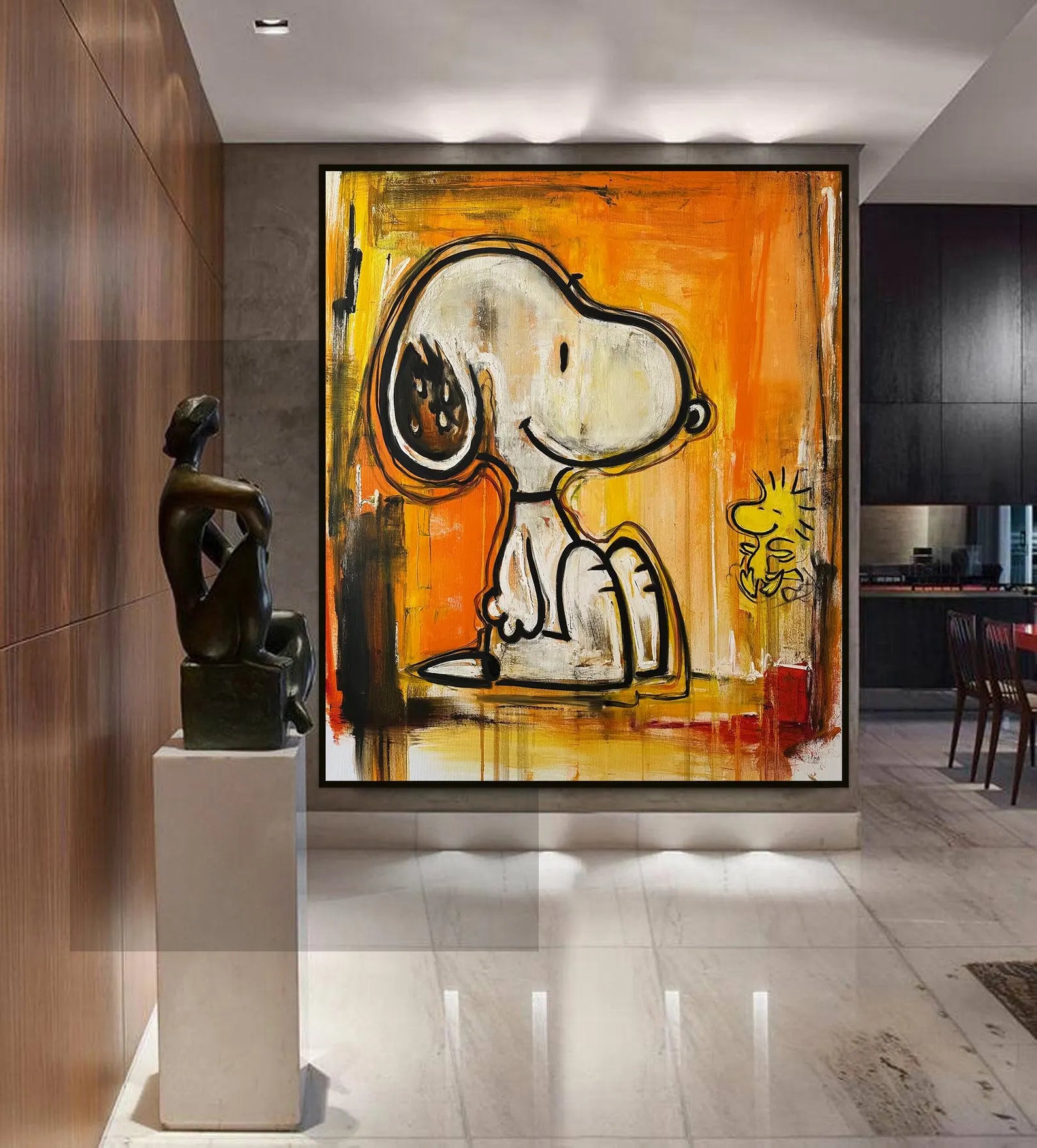Textured Snoopy Duo | Orange Backdrop