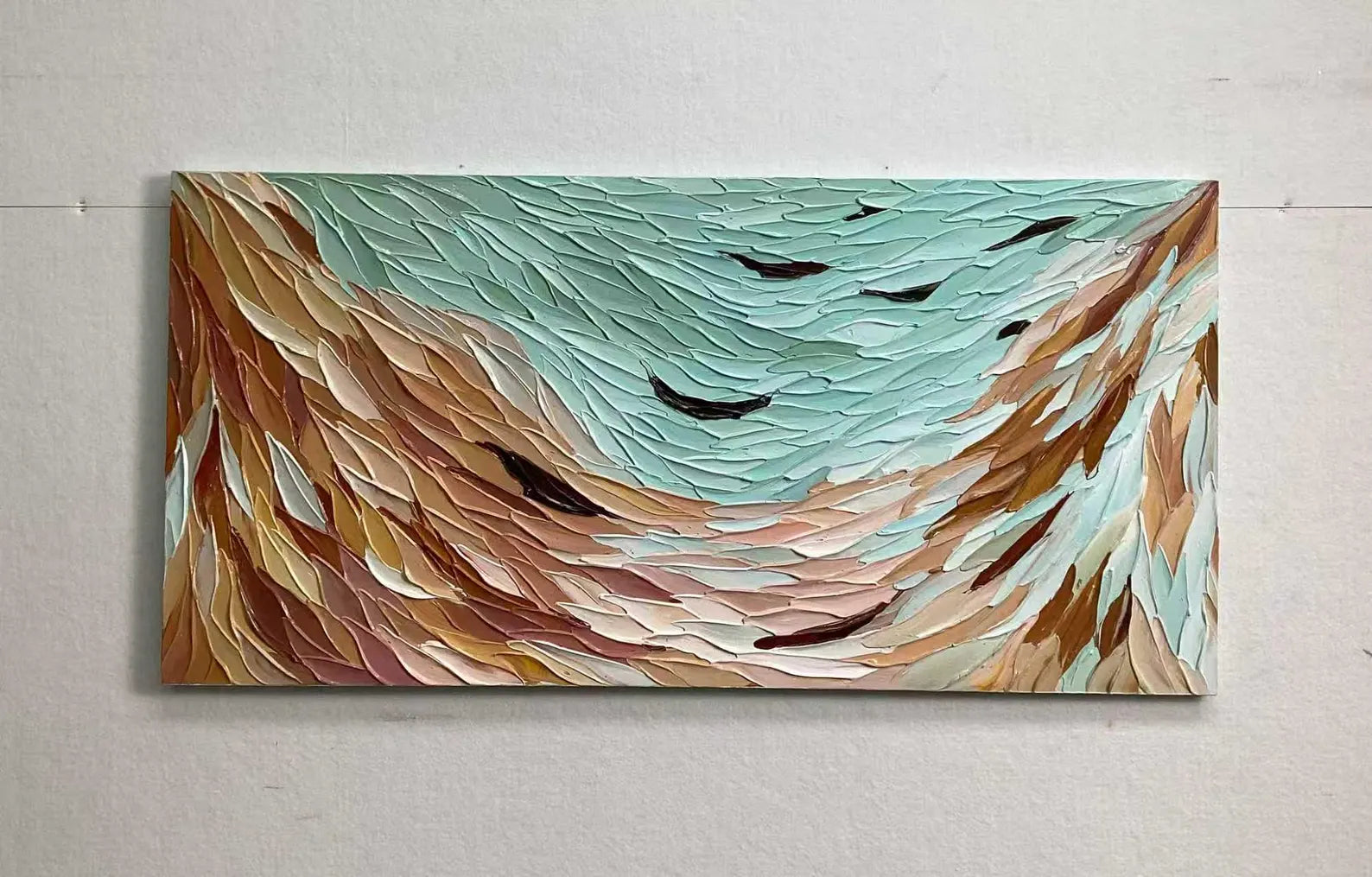 Textured Feather Flow | Beige Teal