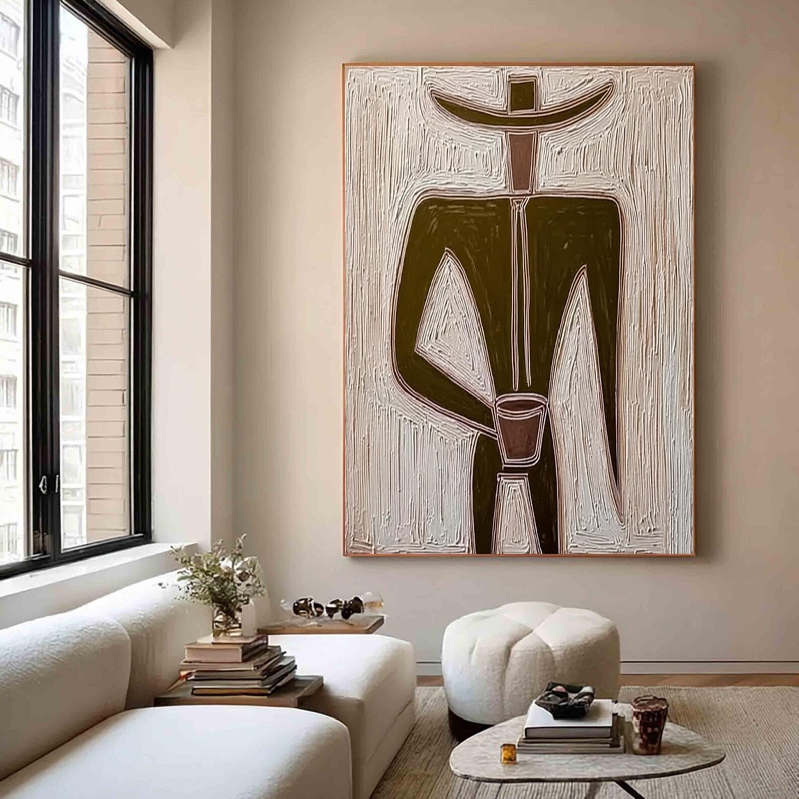 Textured Figure Minimalism | Brown Accent