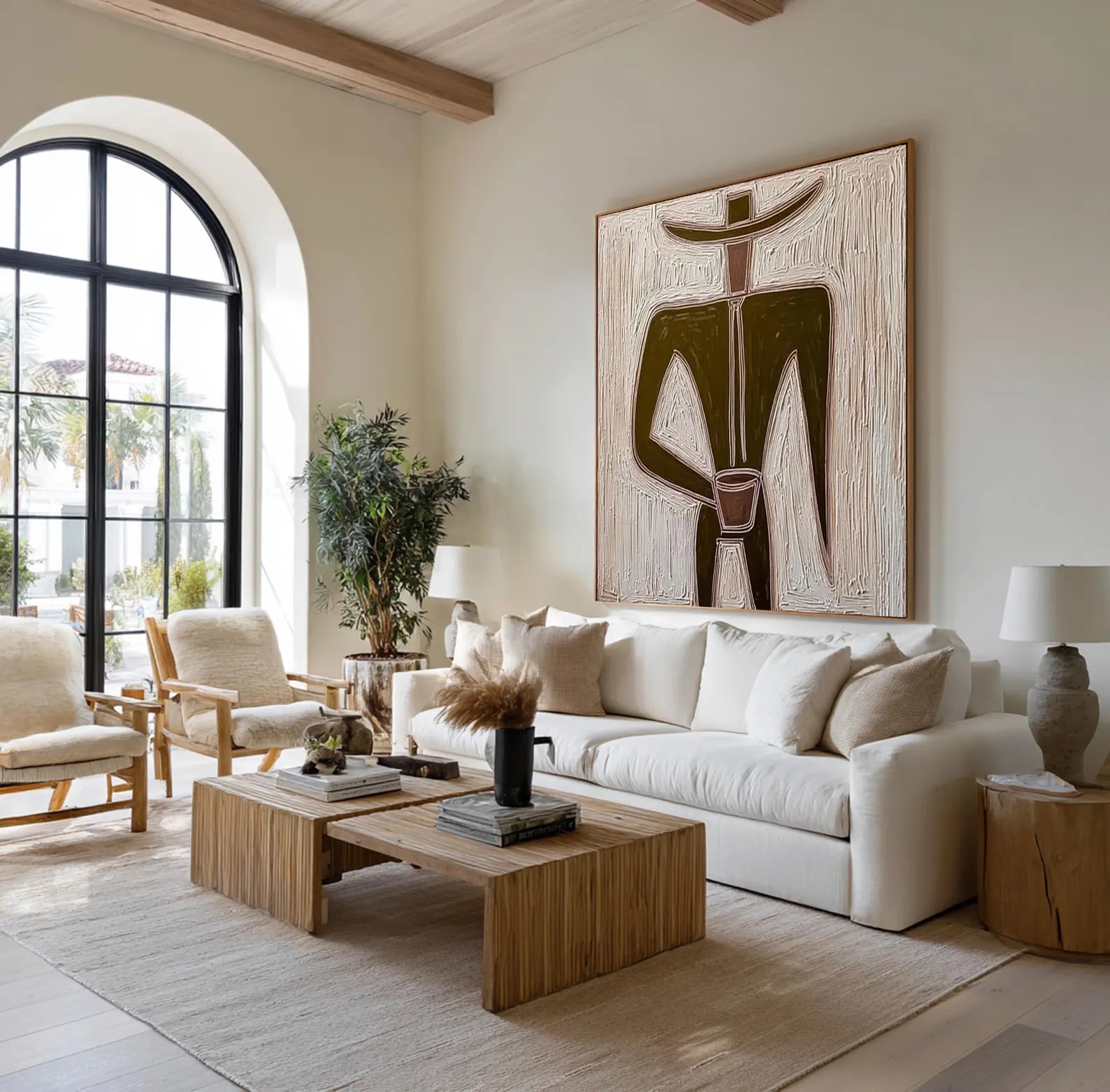 Textured Figure Minimalism | Brown Accent