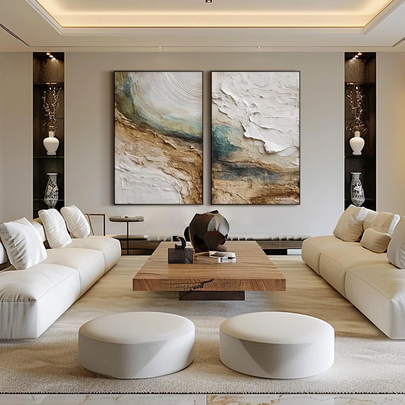 Geschichtete Erdtöne | Abstraktes Diptychon