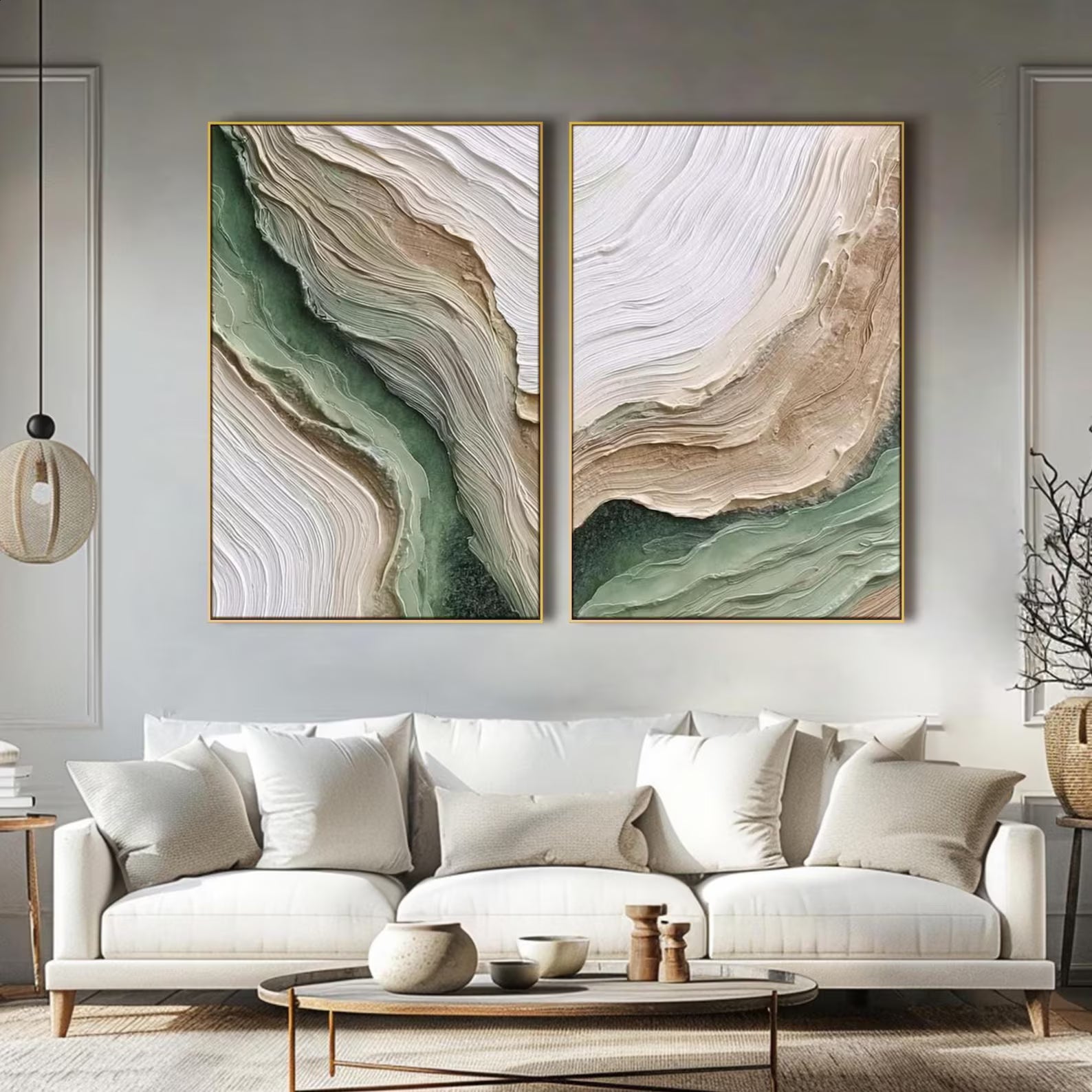 Organische Texturwellen | Salbeigrün