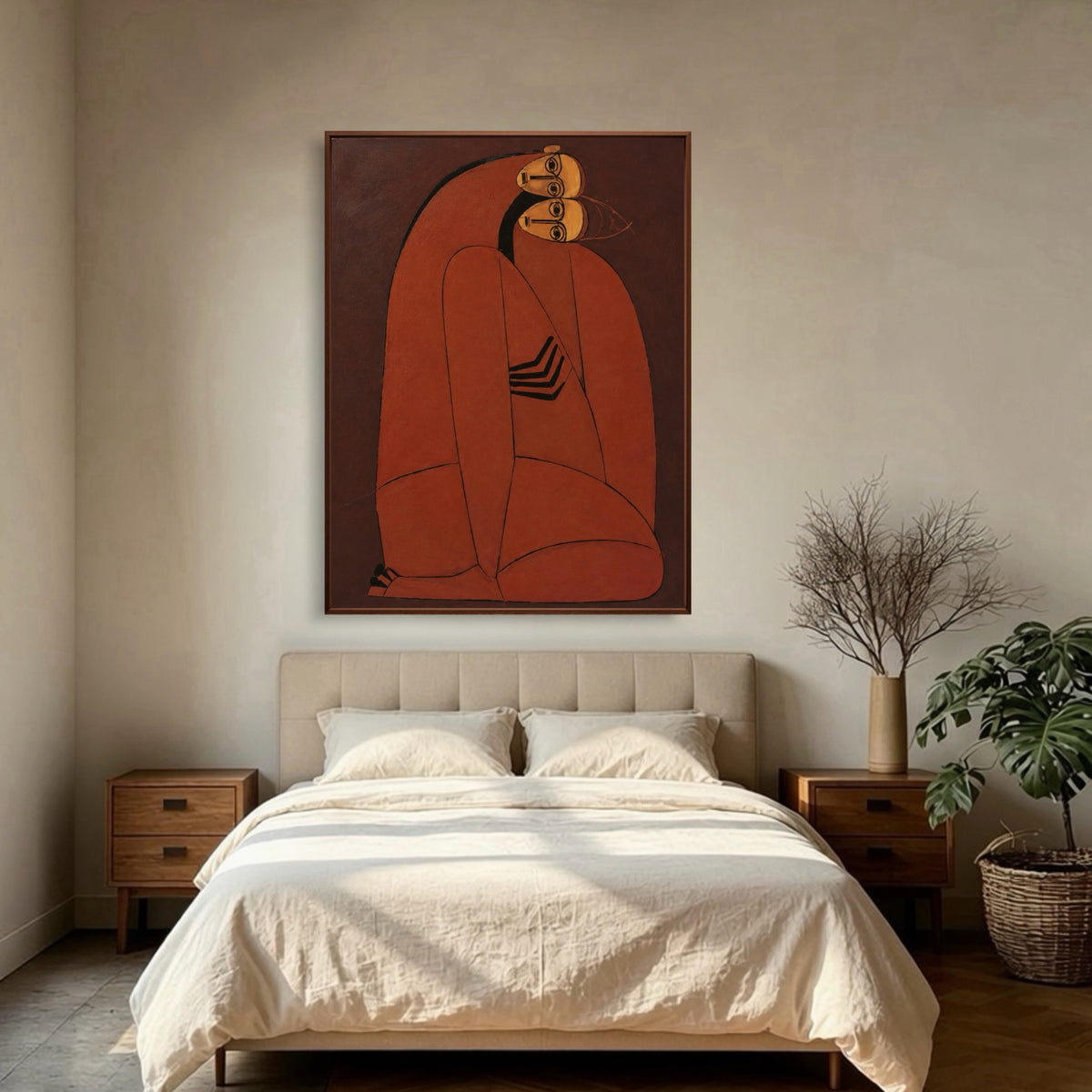 Leaning Into Closeness — vertical folk & whimsical figure art, view 2