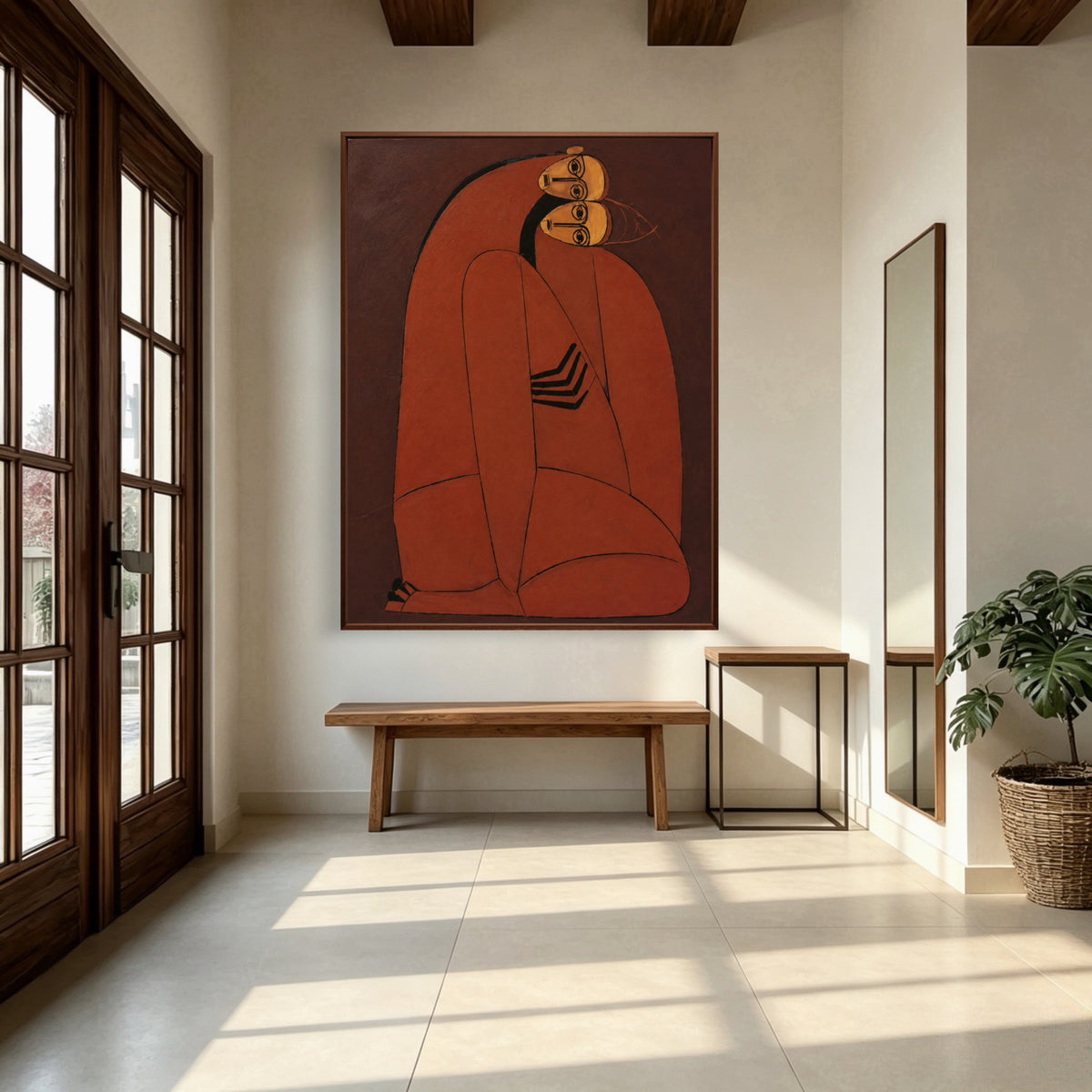 Leaning Into Closeness — vertical folk & whimsical figure art, view 4