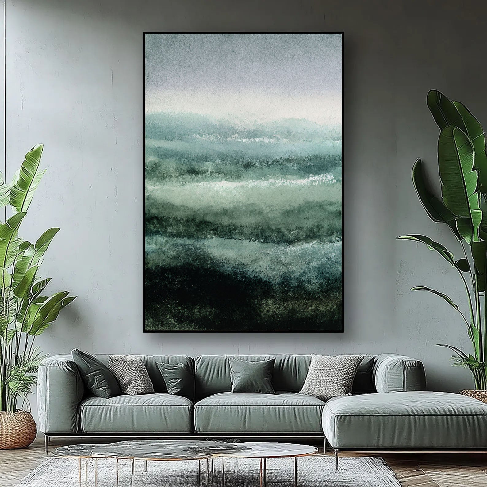 Teal Waves Abstract Art | Calm Depth