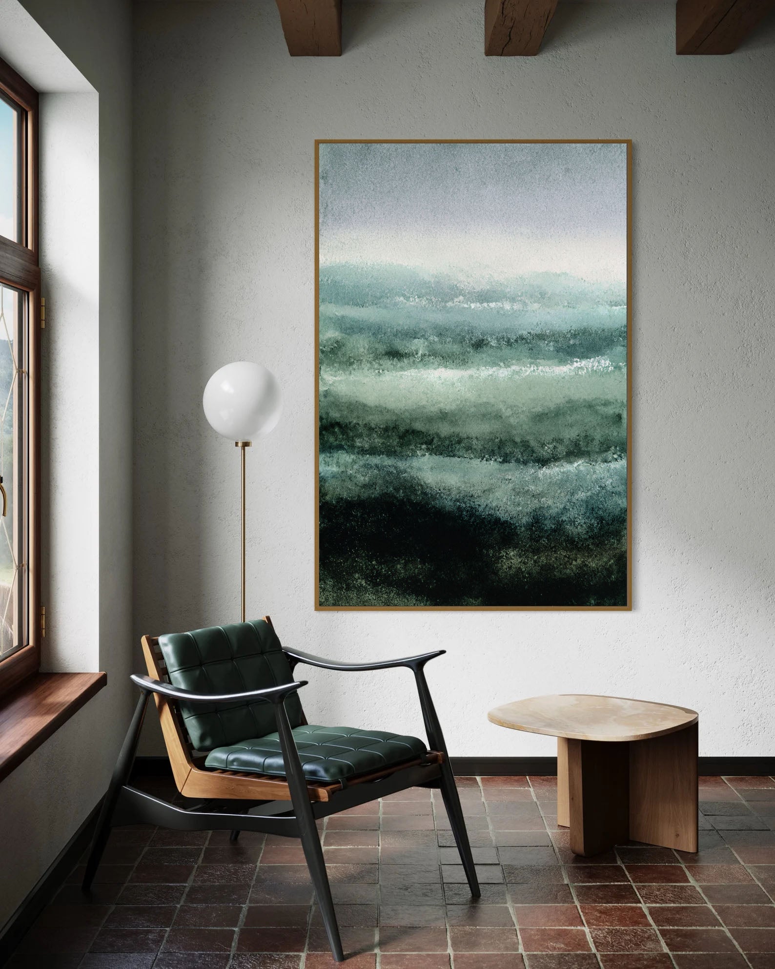 Teal Waves Abstract Art | Calm Depth