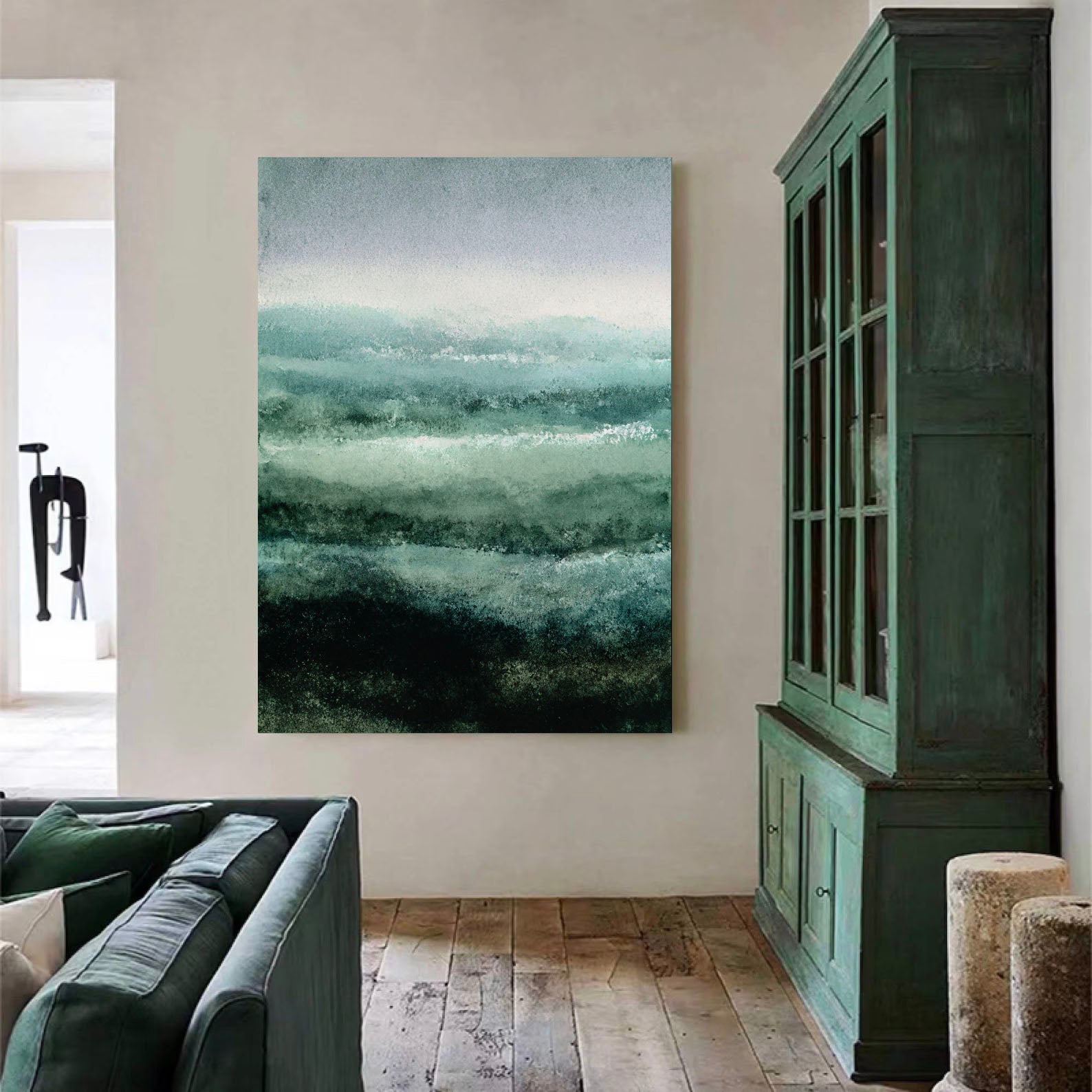 Teal Waves Abstract Art | Calm Depth