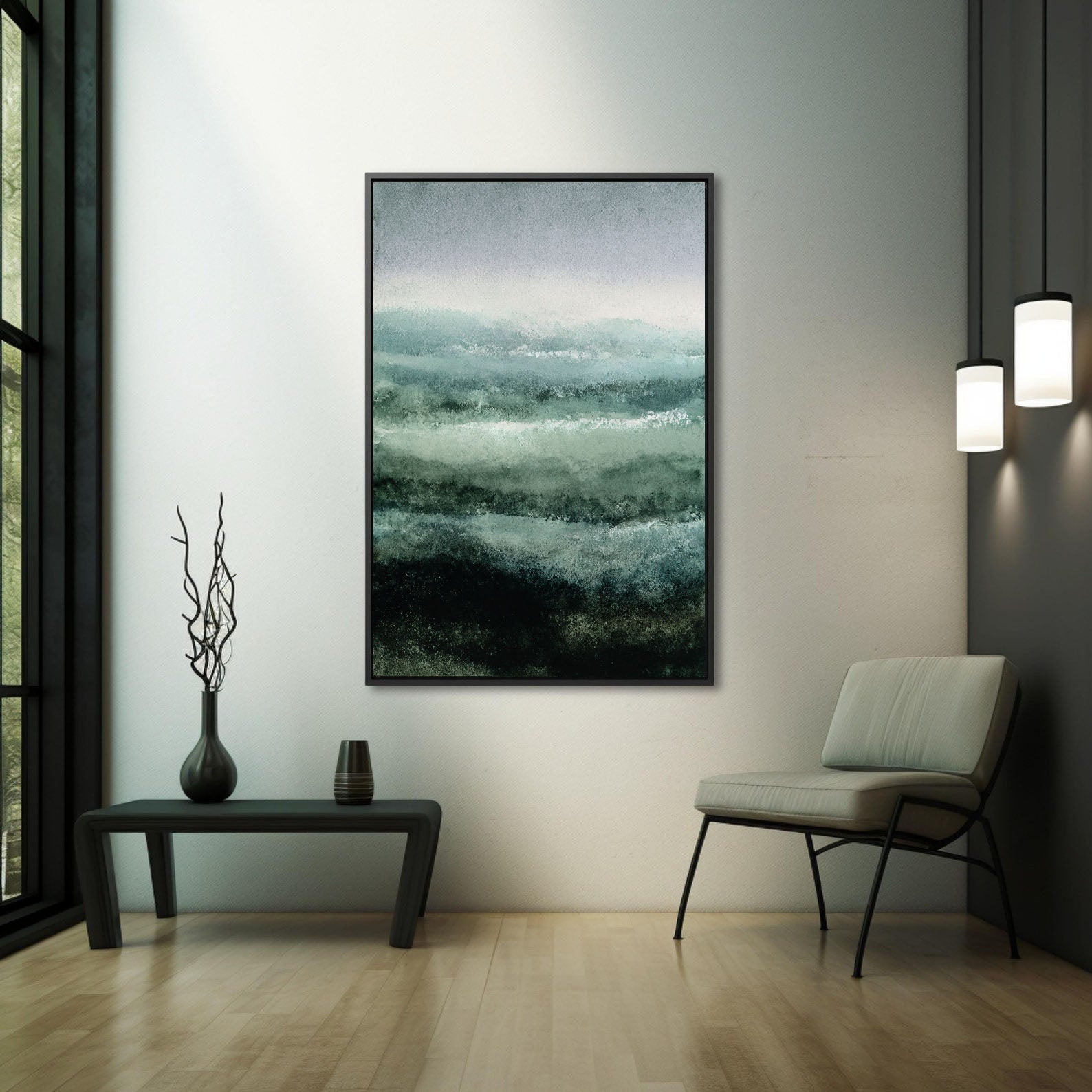 Teal Waves Abstract Art | Calm Depth