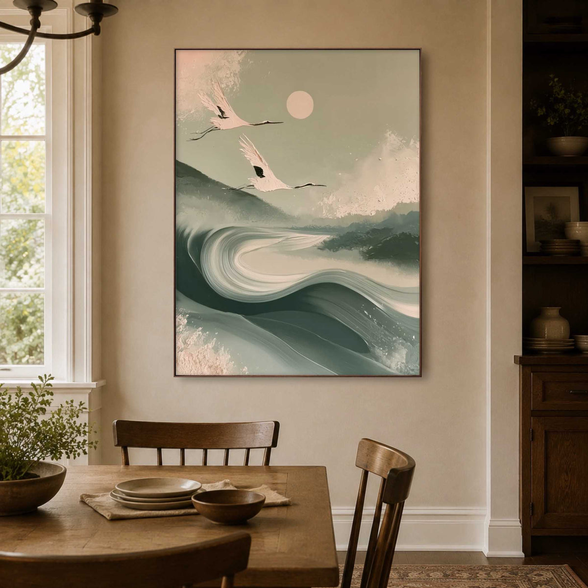 Animal & Wildlife Art | Moonlit Crane Passage - View 6