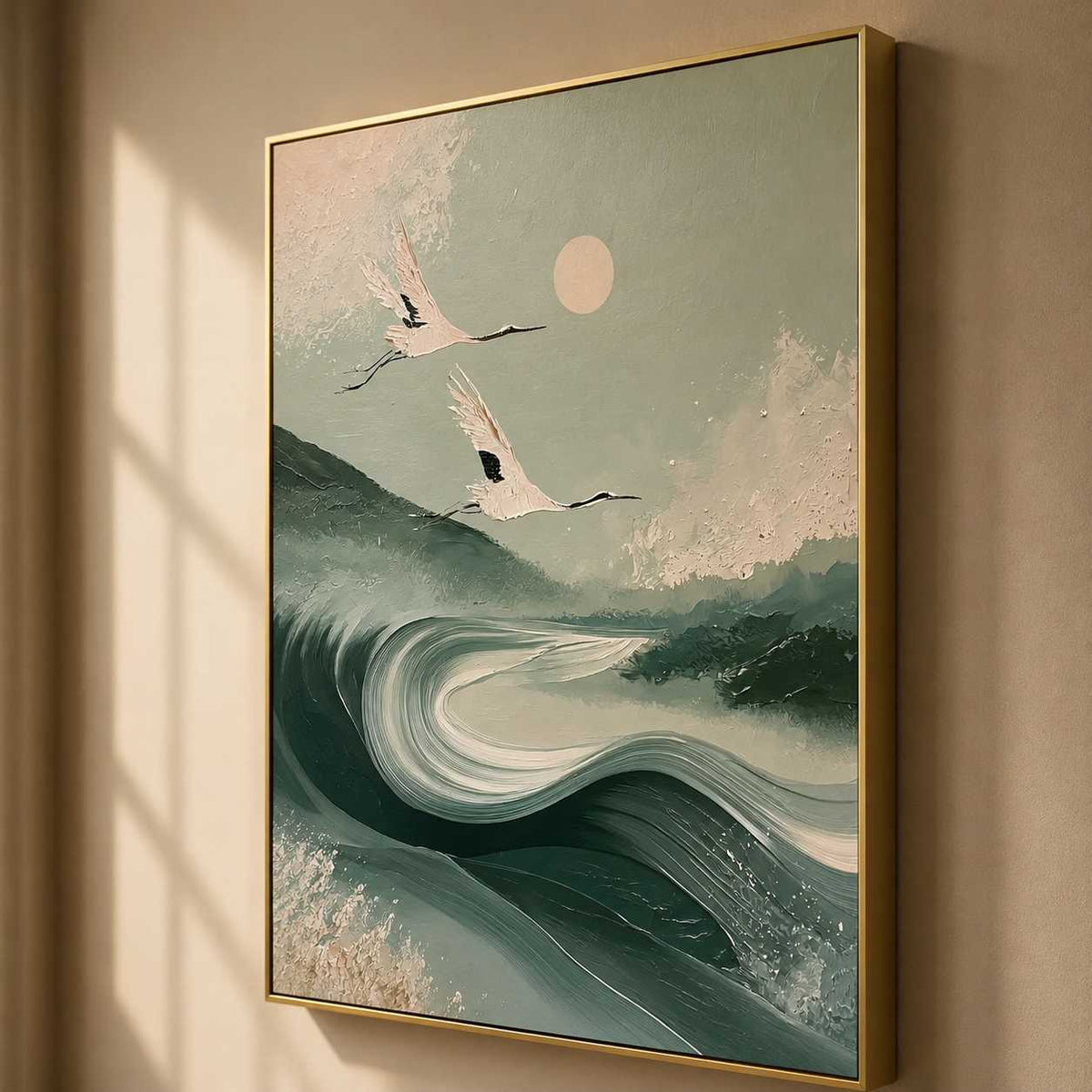 Animal & Wildlife Art | Moonlit Crane Passage - View 8