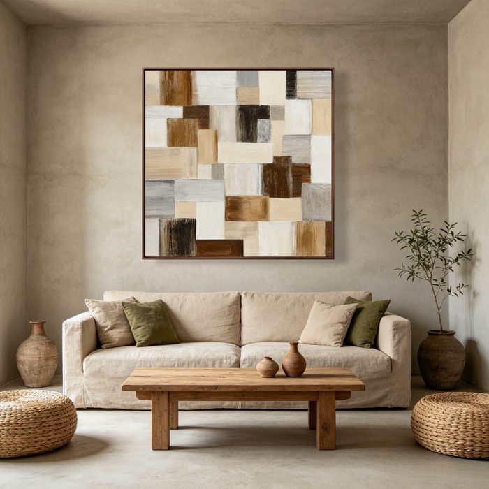 Neutral Mosaic Rhythm oil painting view 1