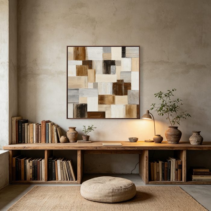 Neutral Mosaic Rhythm oil painting view 2