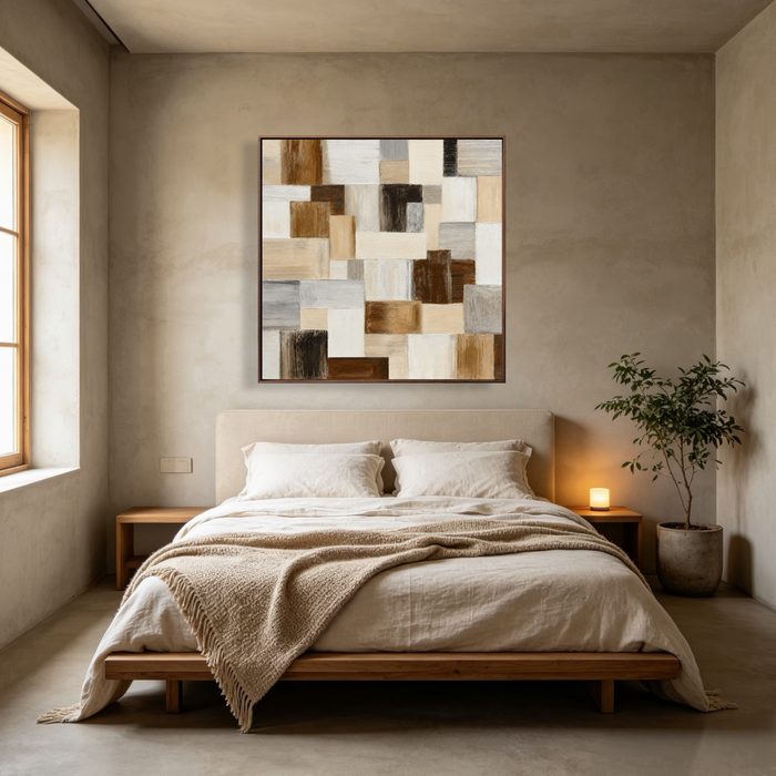Neutral Mosaic Rhythm oil painting view 3