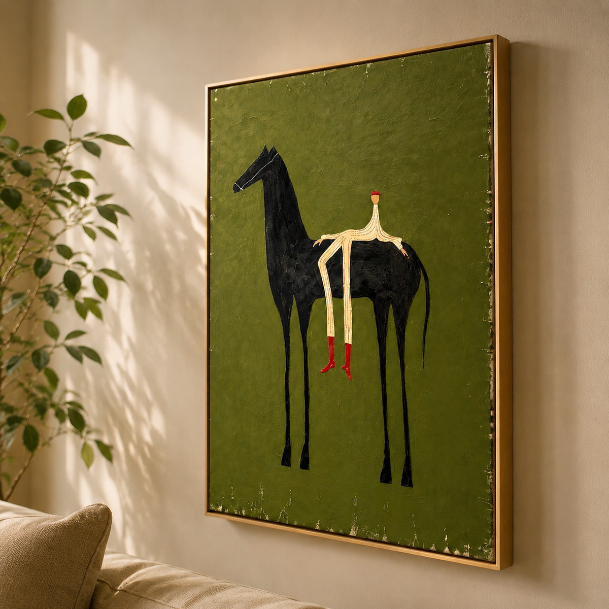 Olive Field Rider oil painting room view 6