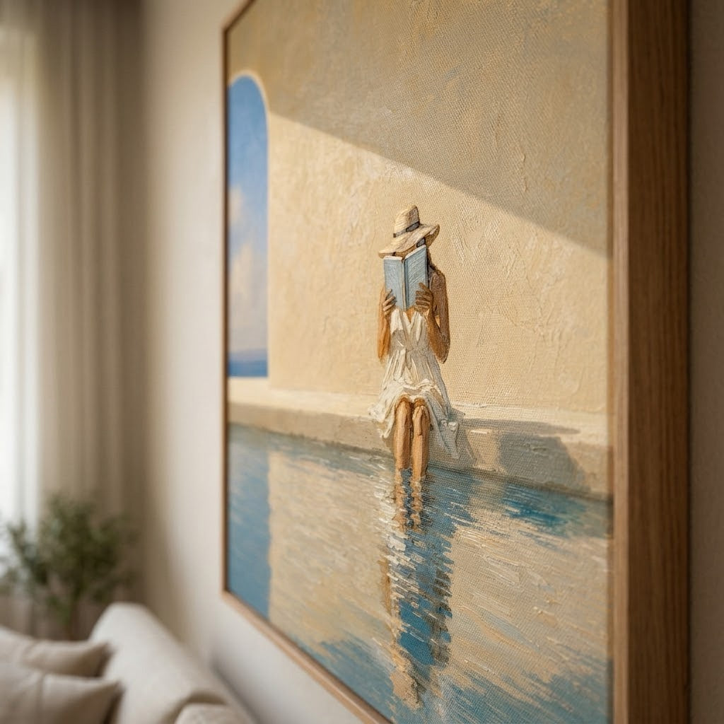 Poolside Page Reflection oil painting view 6