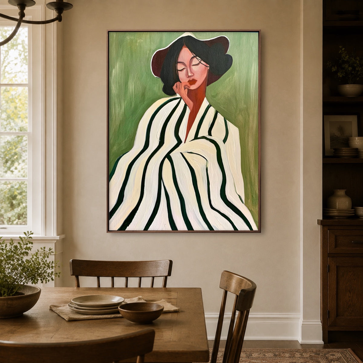 Quiet Striped Reverie — dining room view
