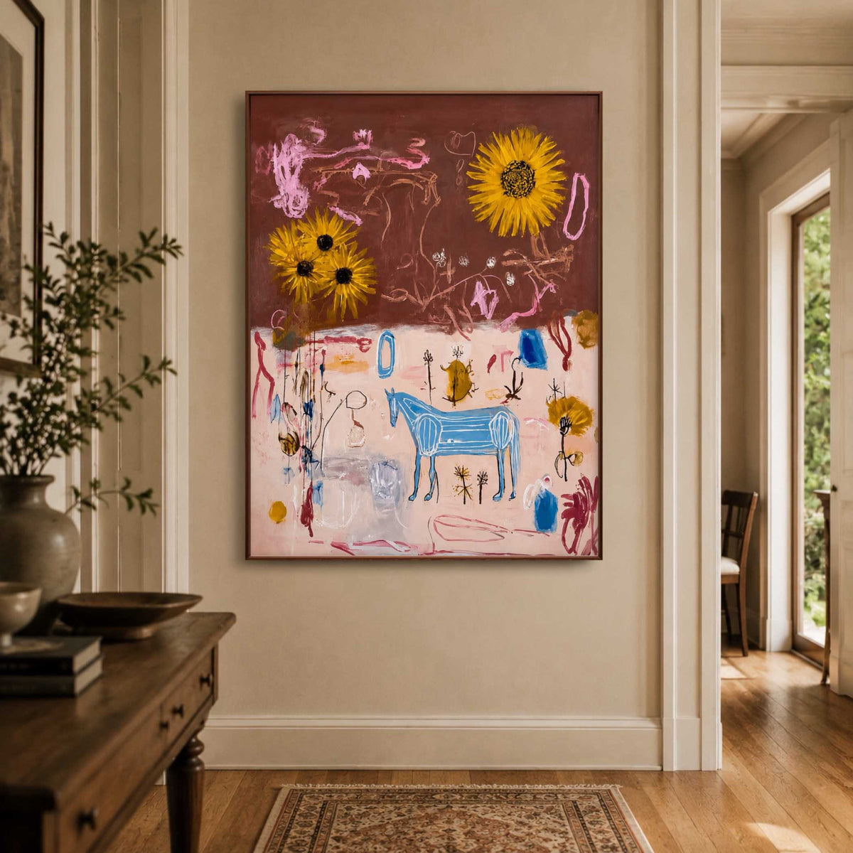 Sunflowers Over Scribbles oil painting view 2