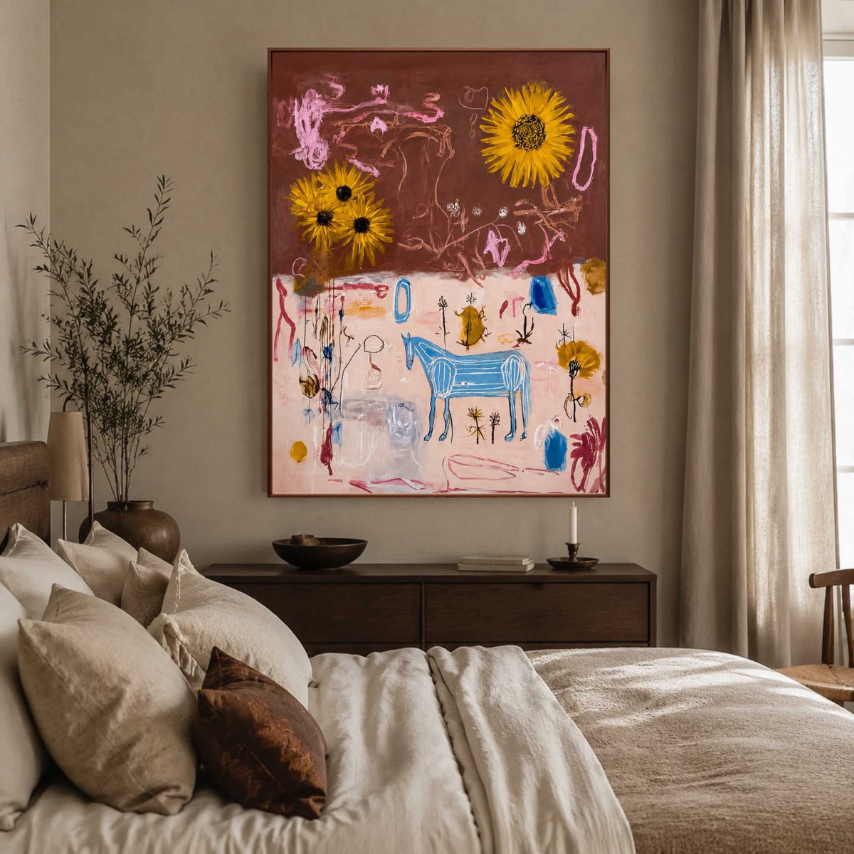 Sunflowers Over Scribbles oil painting view 3