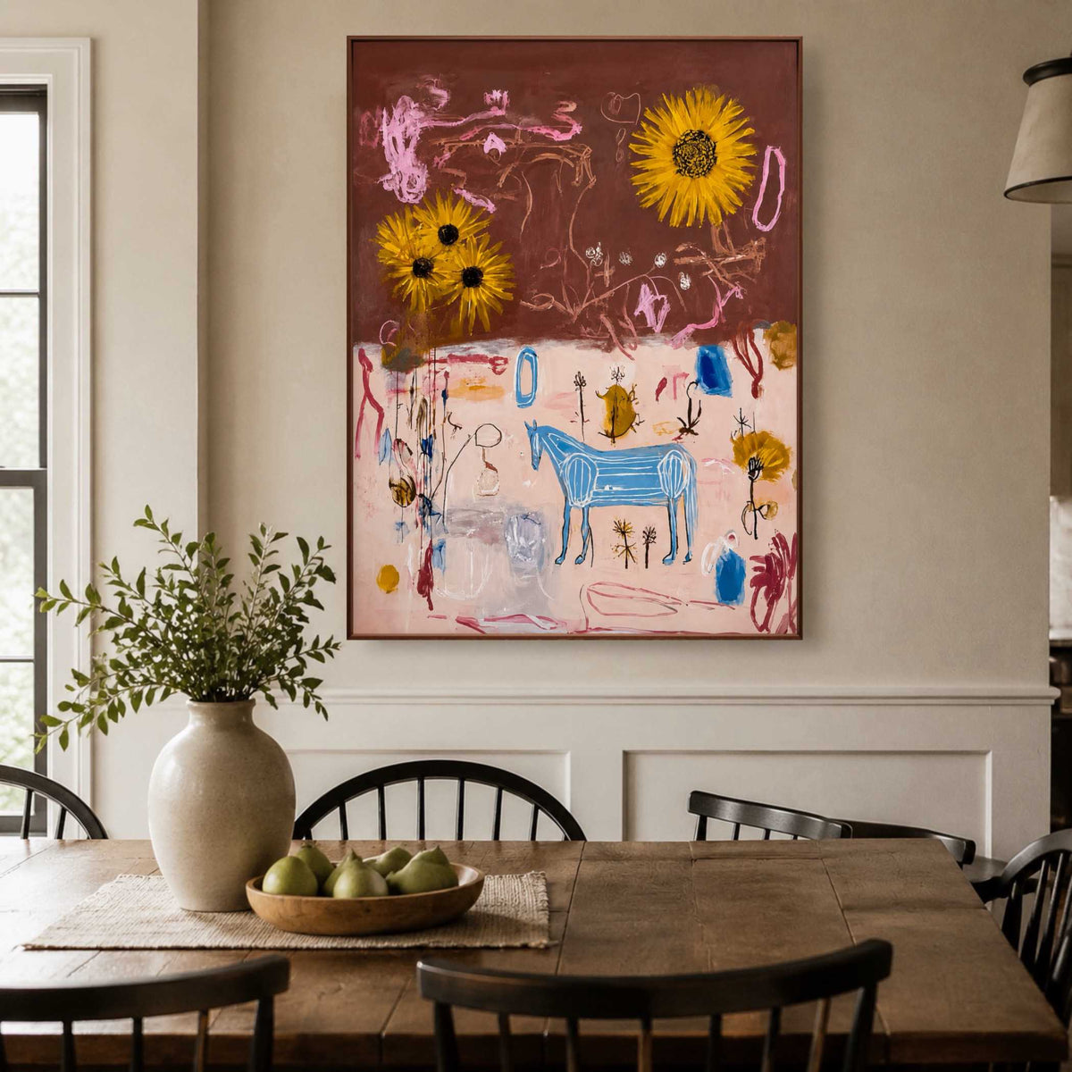 Sunflowers Over Scribbles oil painting view 4
