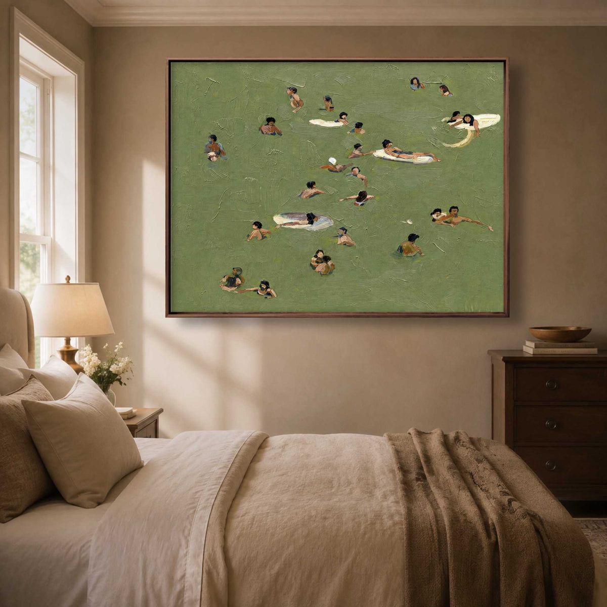 Swimmers Drift Together oil painting view 2