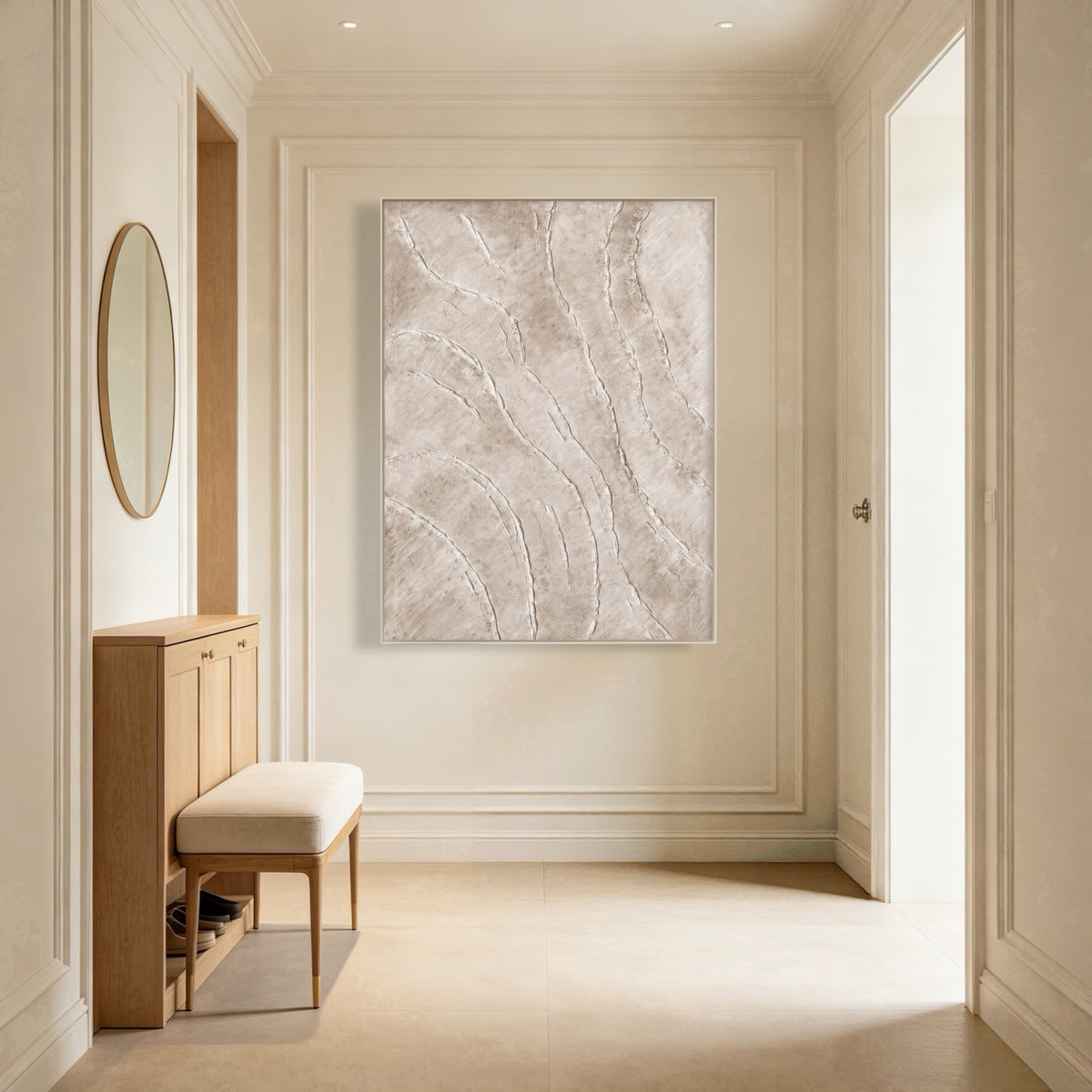 Traces Through Stone — vertical textured & impasto art, view 2