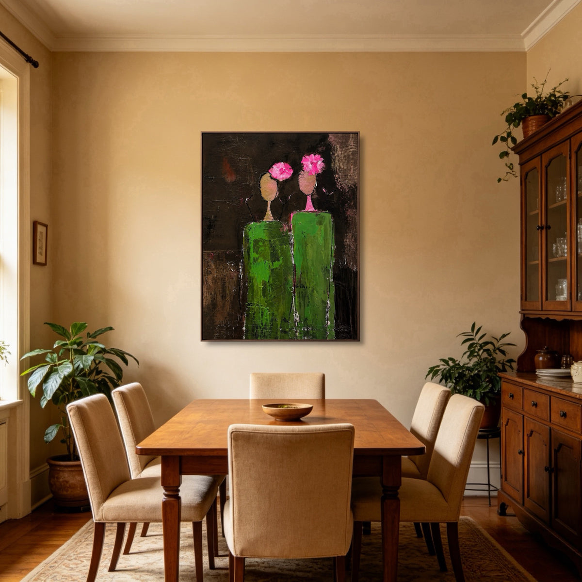 Two Garden Sisters oil painting room view 1