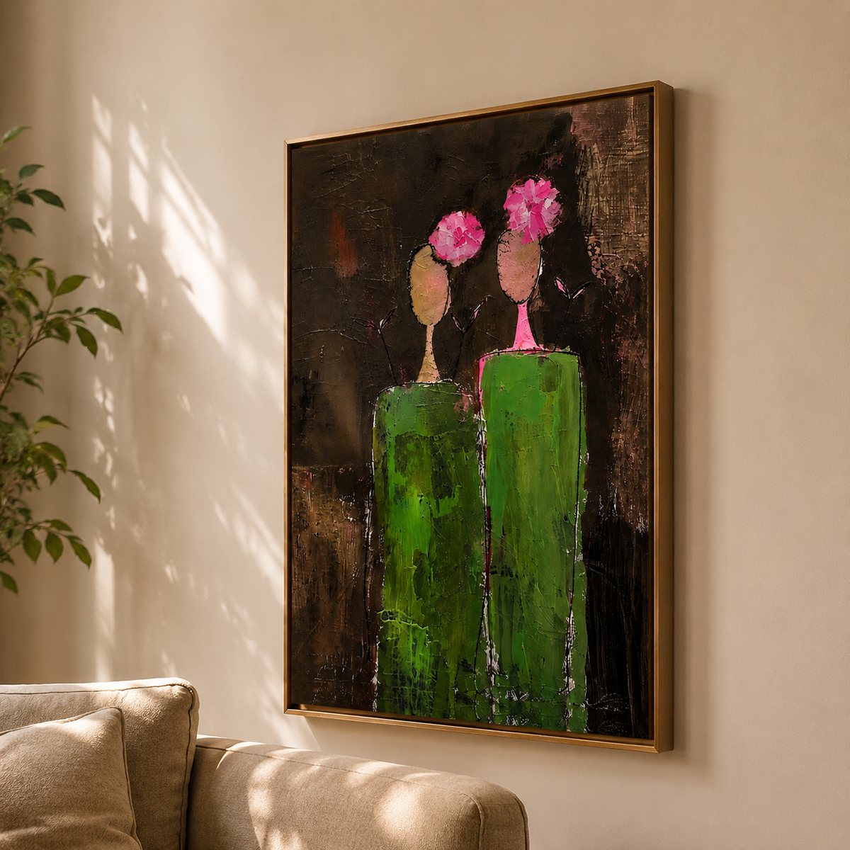Two Garden Sisters oil painting room view 7