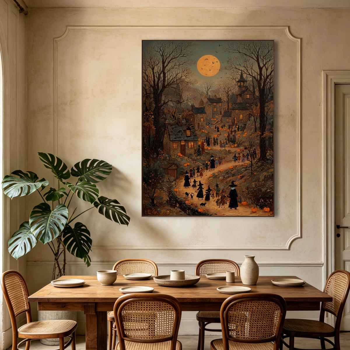 Village Lantern Procession — vertical landscape art, view 1