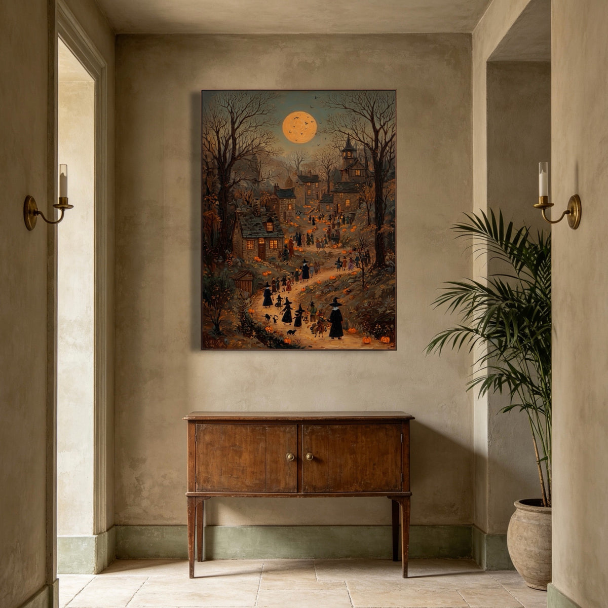 Village Lantern Procession — vertical landscape art, view 2