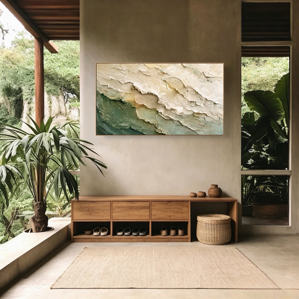 Where Valleys Rise — horizontal textured & impasto art, view 3