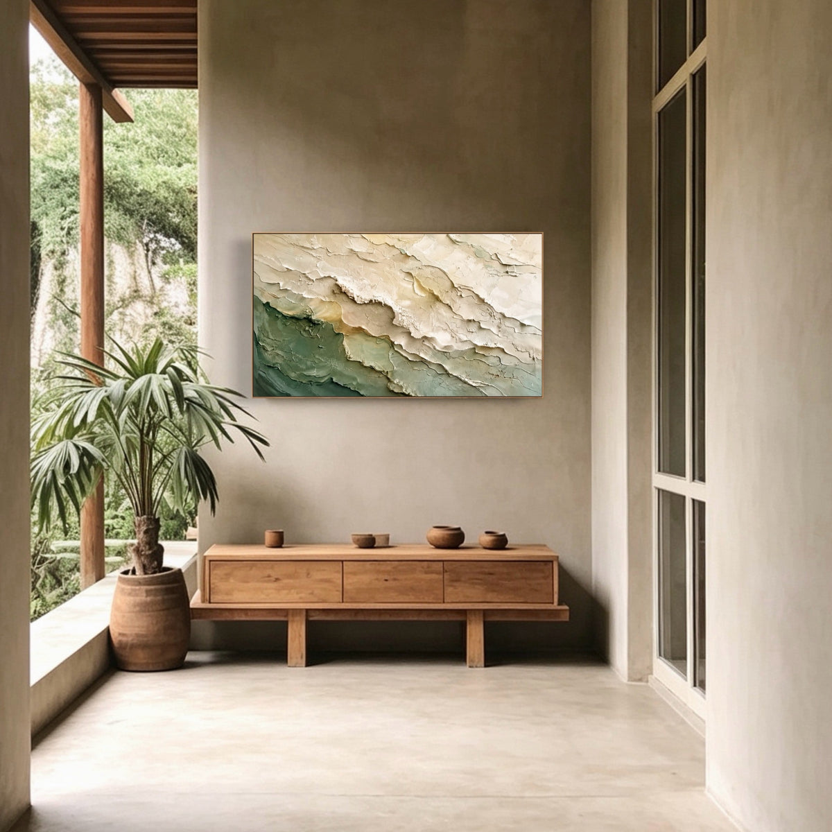 Where Valleys Rise — horizontal textured & impasto art, view 5