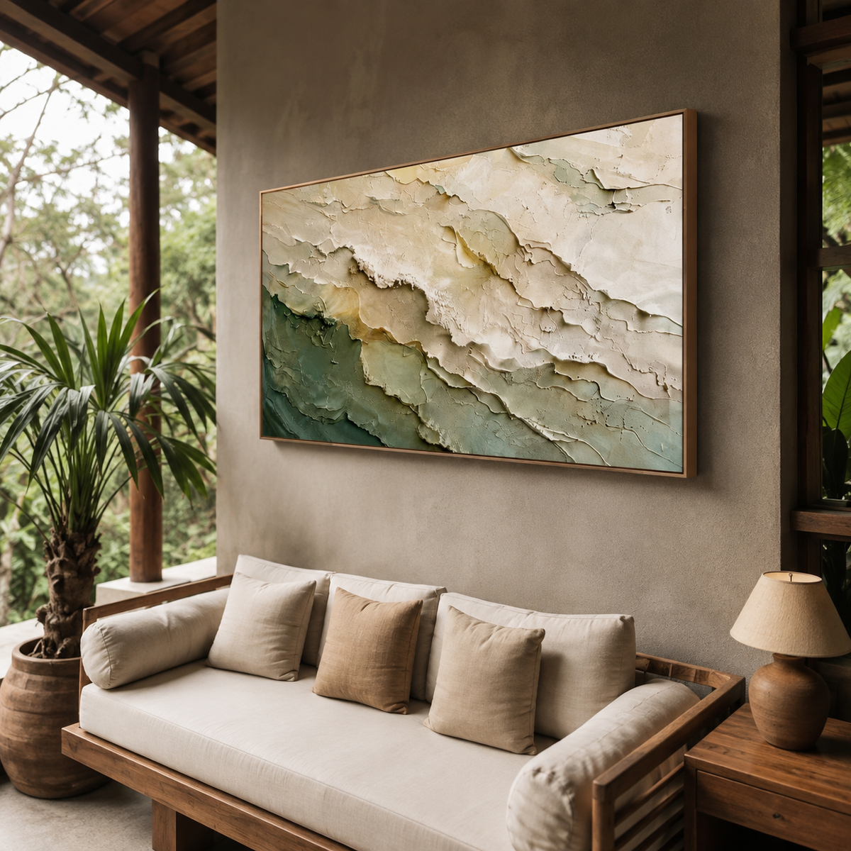 Where Valleys Rise — horizontal textured & impasto art, view 6