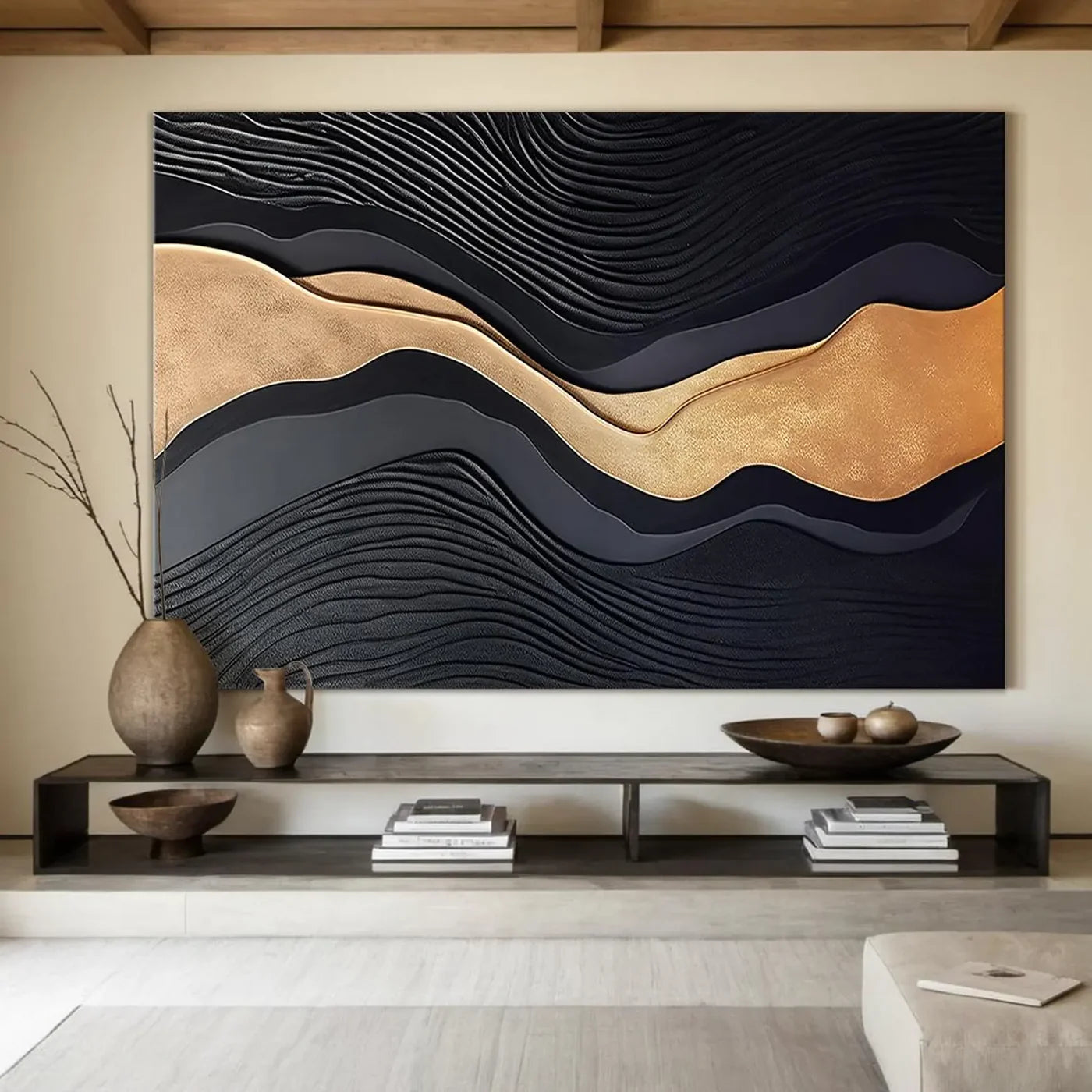 Strukturierte Wellen Fluid Art | Opulente Anmut