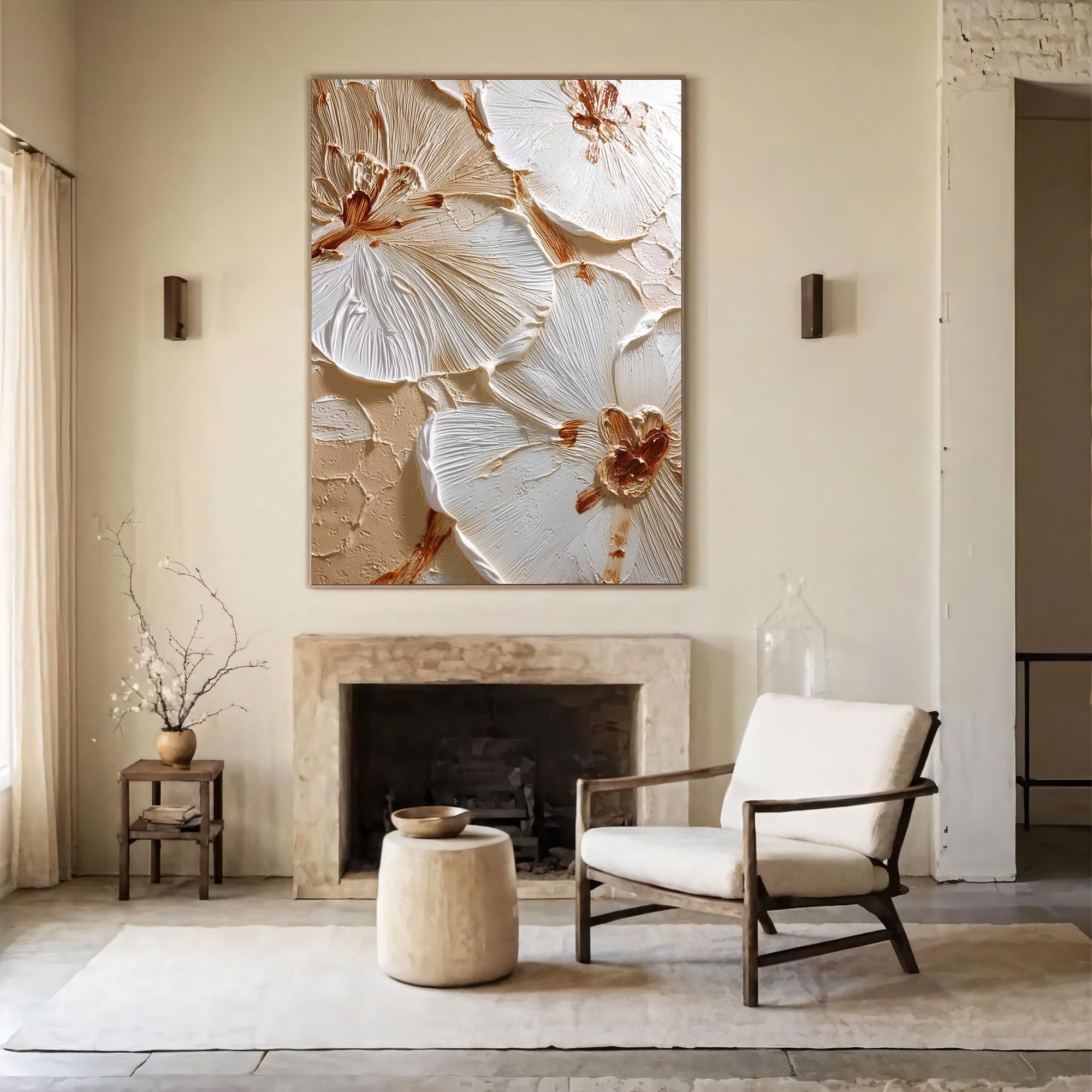 Textured Petal Splendor | Cream Blossoms