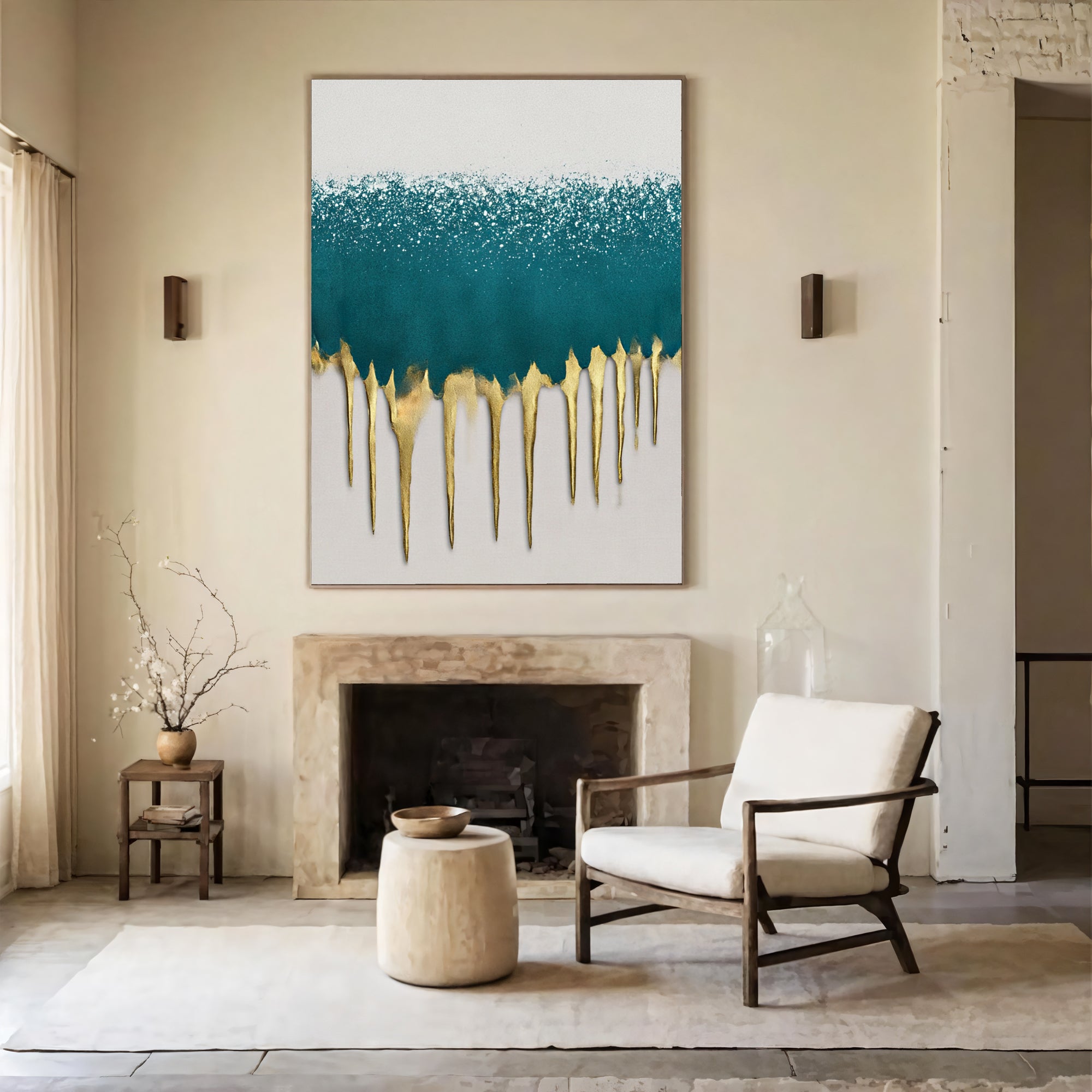 Textured Turquoise Glow | Gilded Drips