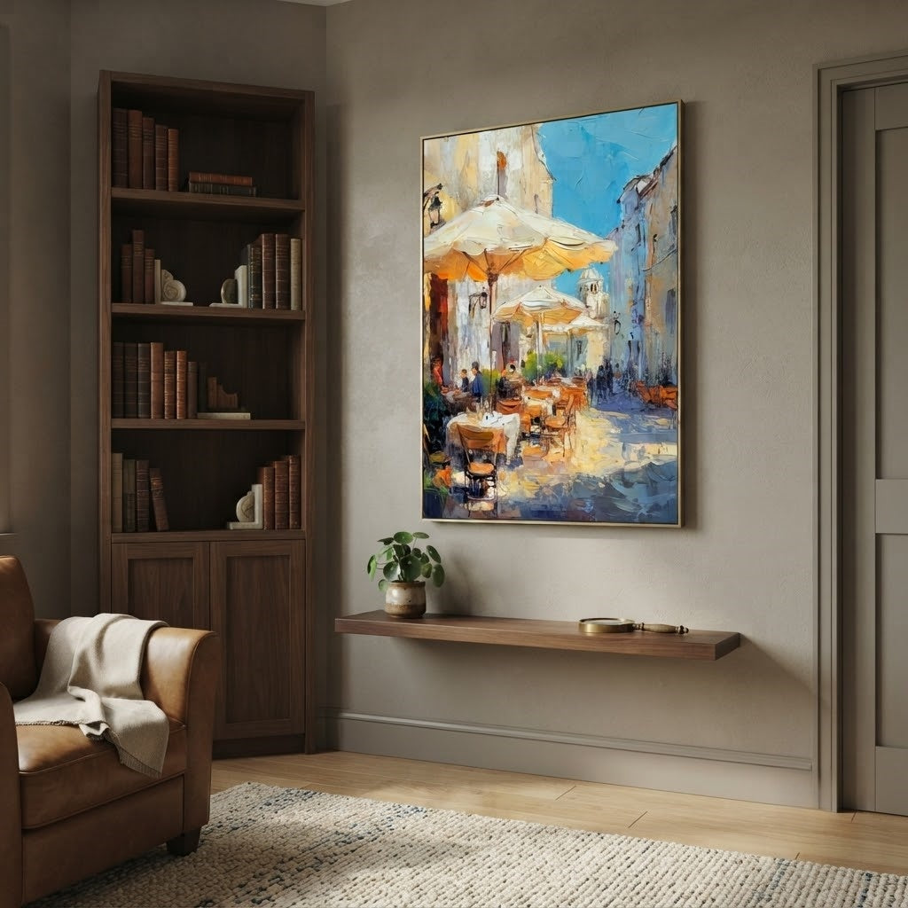 Impressionist Art | Sunny Café Plaza