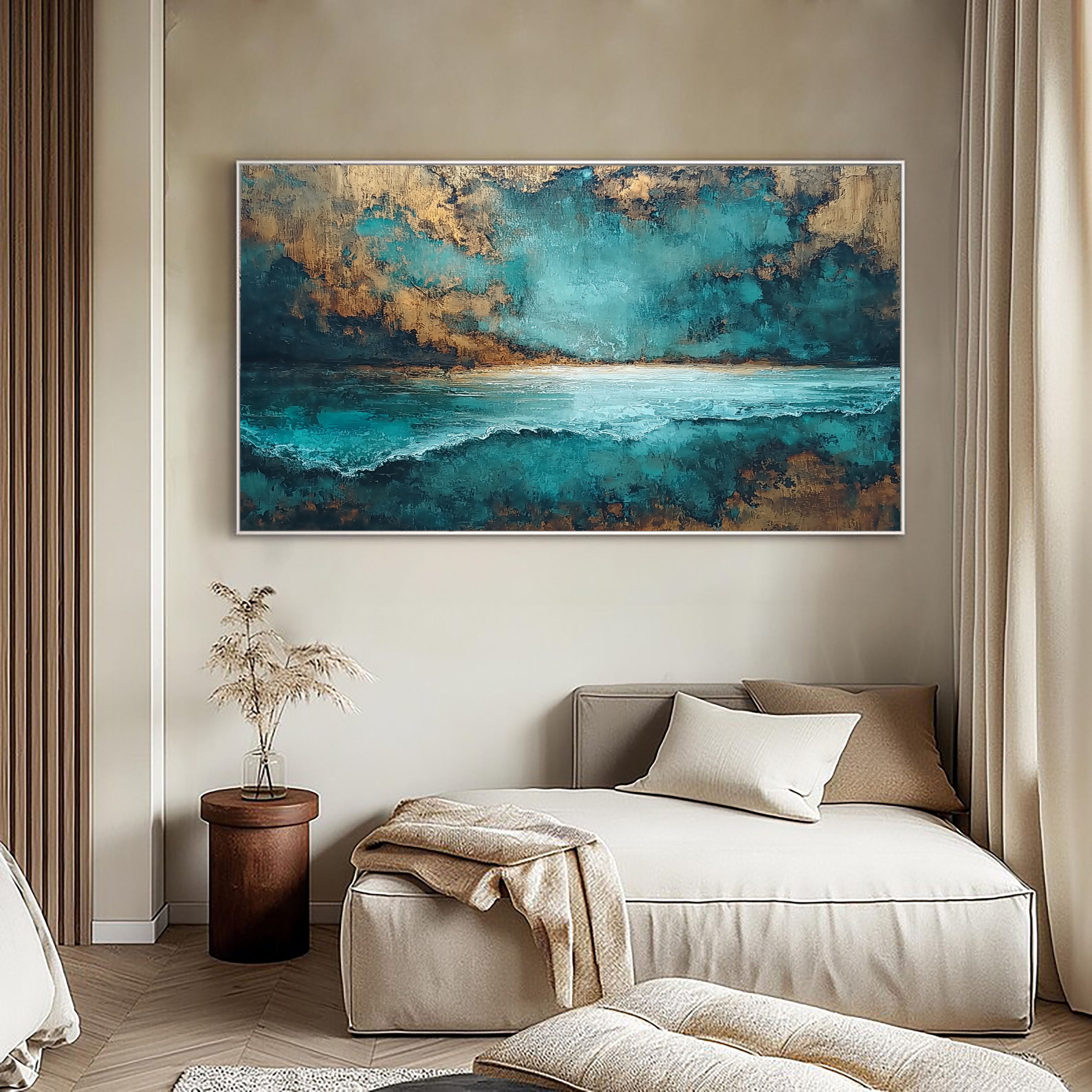 Textured Coastal Abstract | Teal Gold